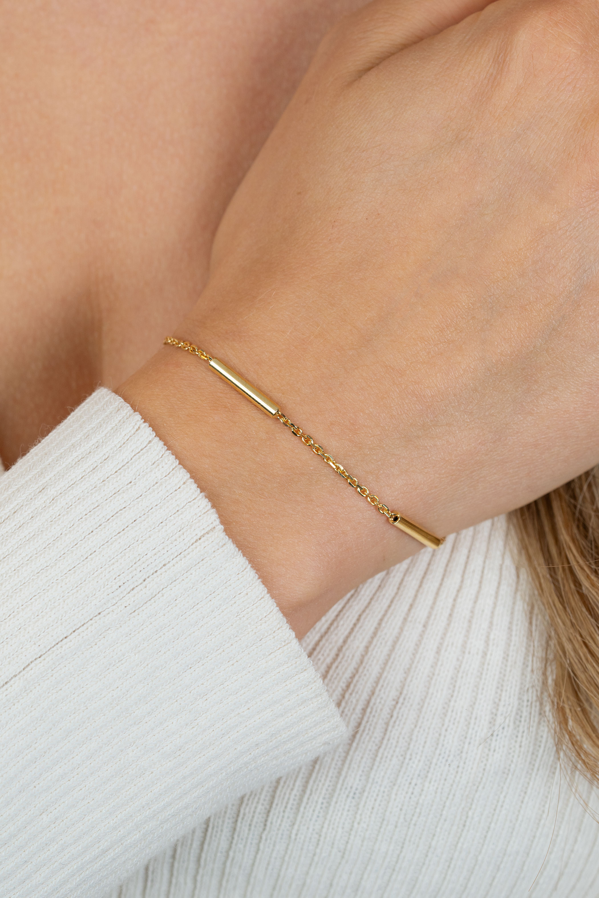 ZINZI zlv. armband gg.verg.anker met 3x staafje