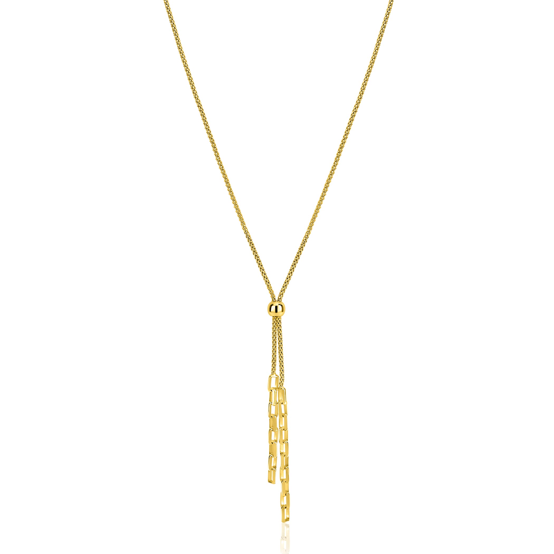 ZINZI zlv. Y-collier gg.verg.popcorn en schakels