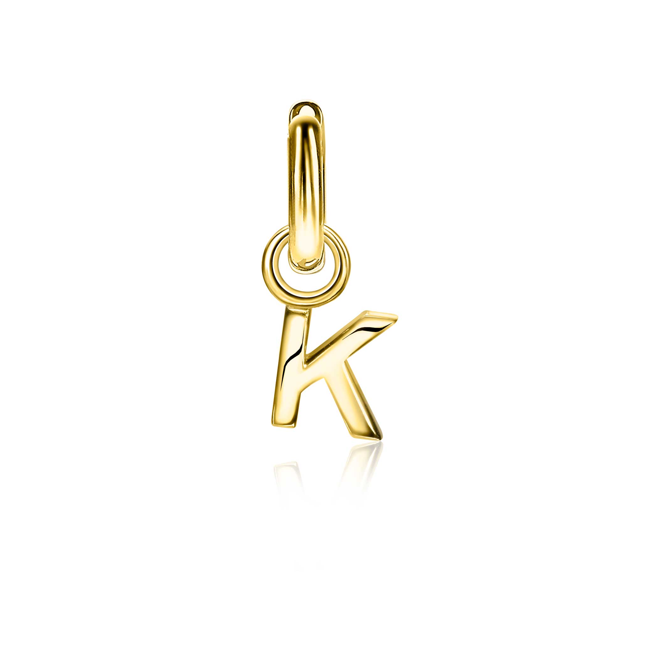 ZINZI Gold Plated Letter Earrings Pendant K price per piece ZICH2145K (excl. hoop earrings)