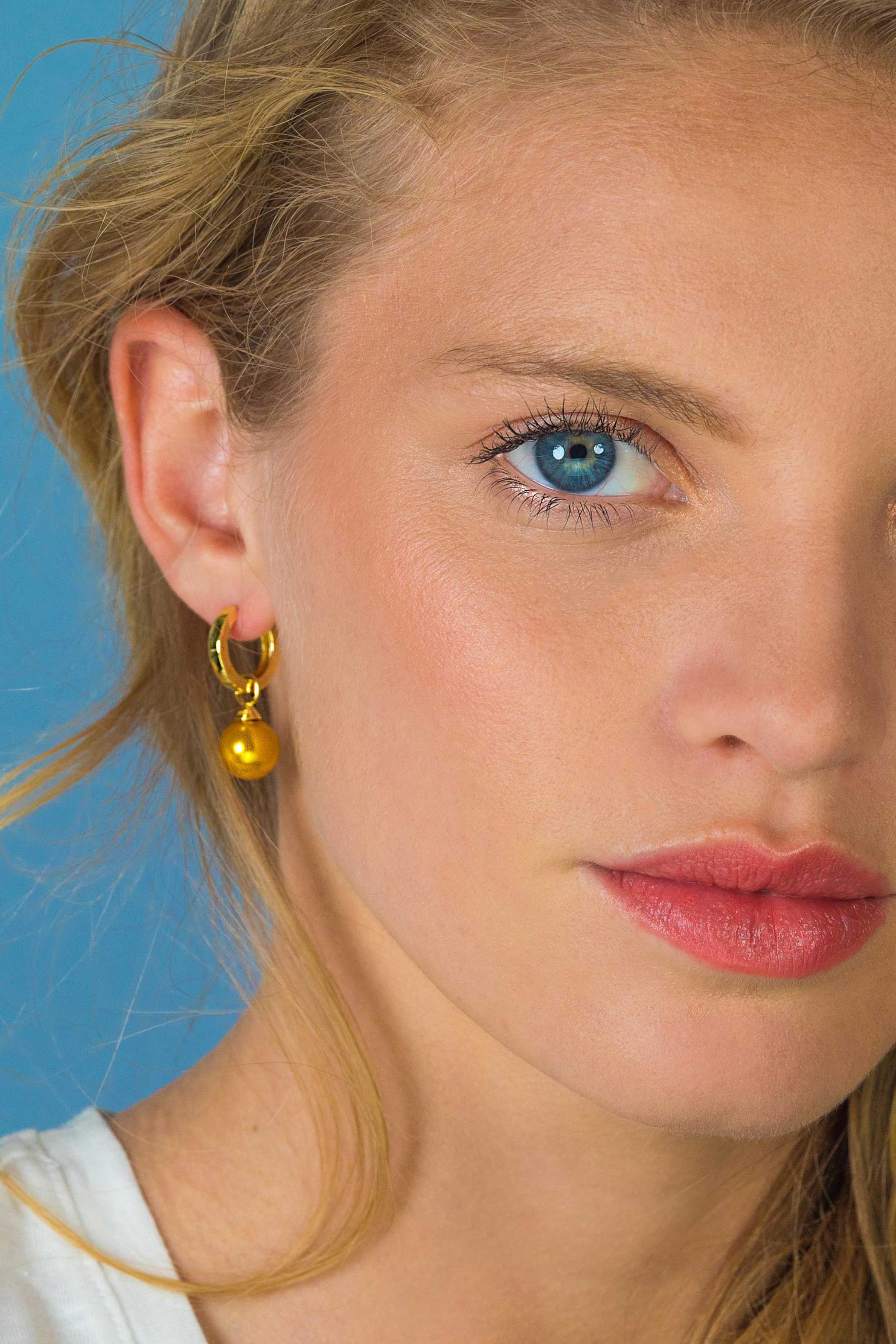 10mm ZINZI Gold Plated Sterling Silver Earrings Pendants Pearl Yellow ZICH266YG (excl. hoop earrings)