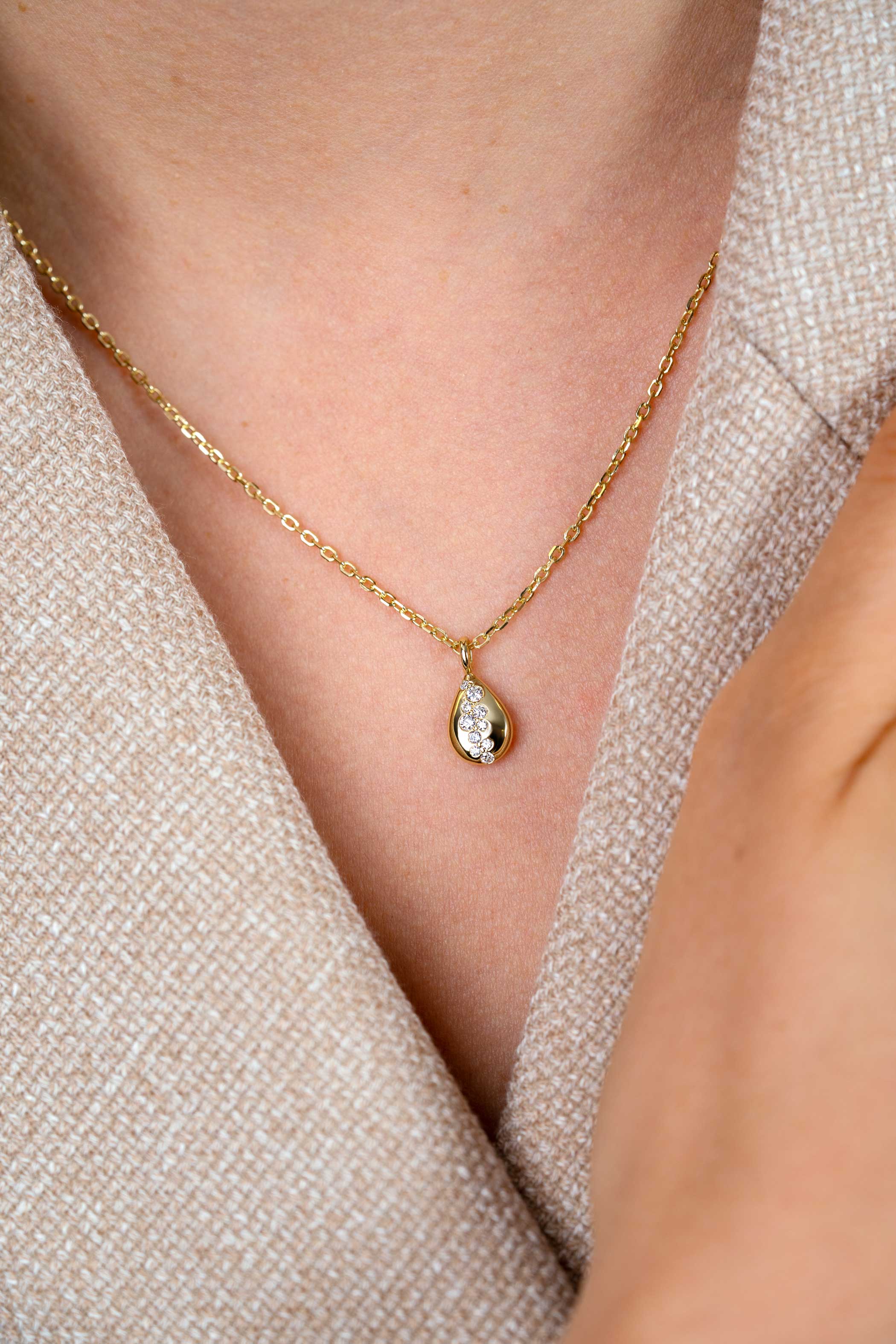 ZINZI zlv. collier gg.verg.druppel met pave zirc.