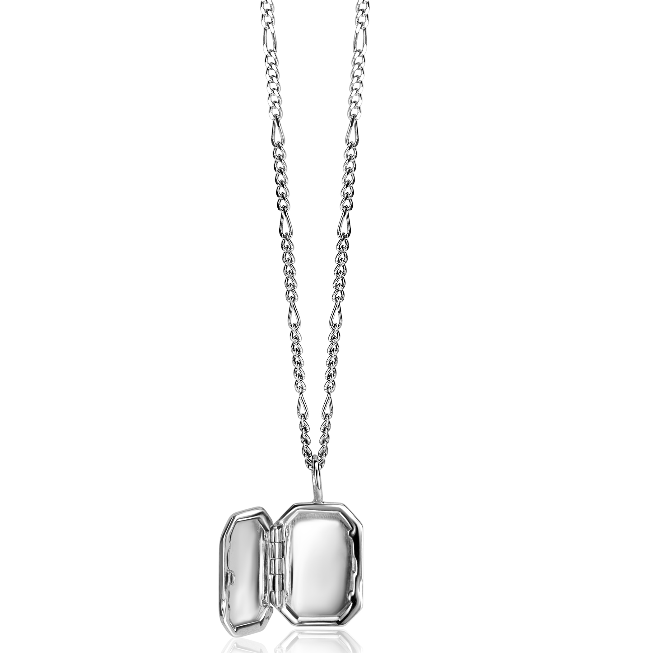 22mm ZINZI Sterling Silver Medallion Rectangle Set with White Zirconia ZIH2425 (excl. necklace)