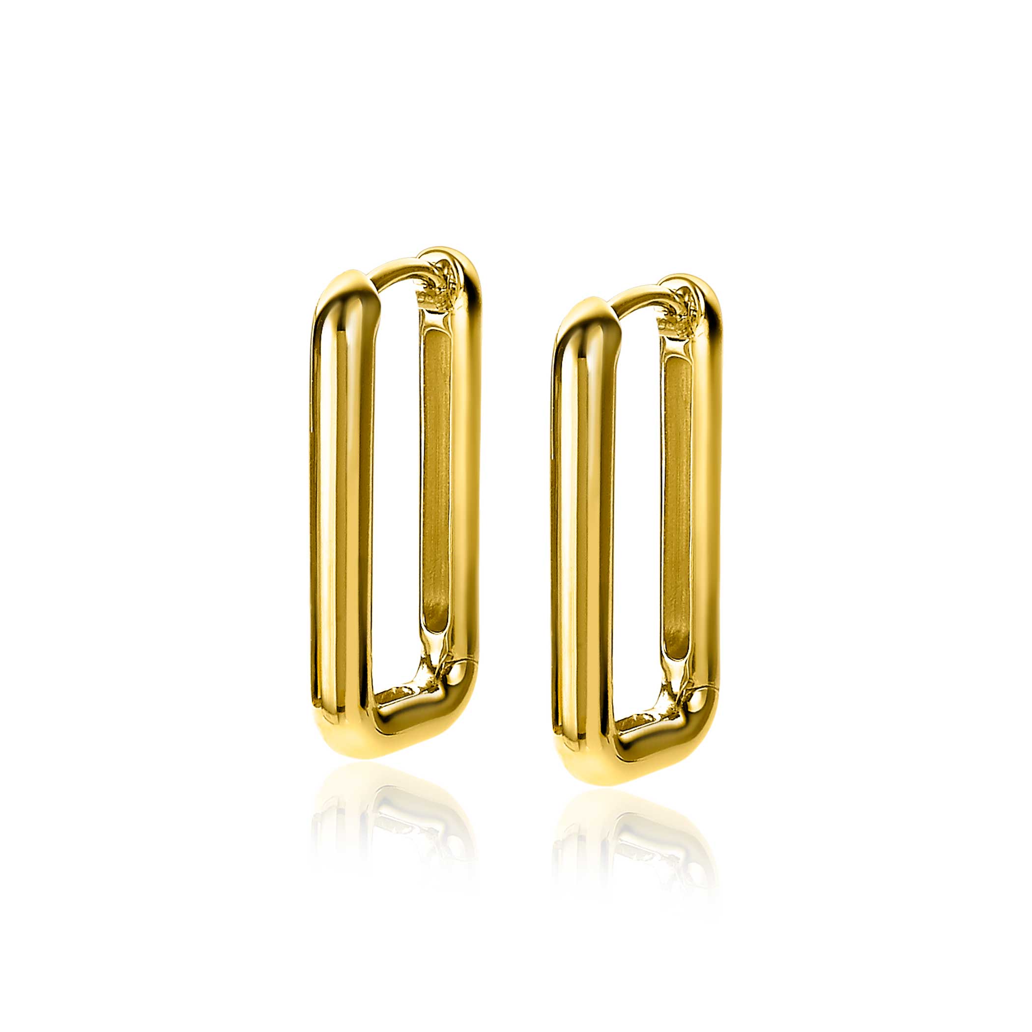 24mm ZINZI Gold Plated Sterling Silver Hoop Earrings Rectangular 24x3mm ZIO2223G