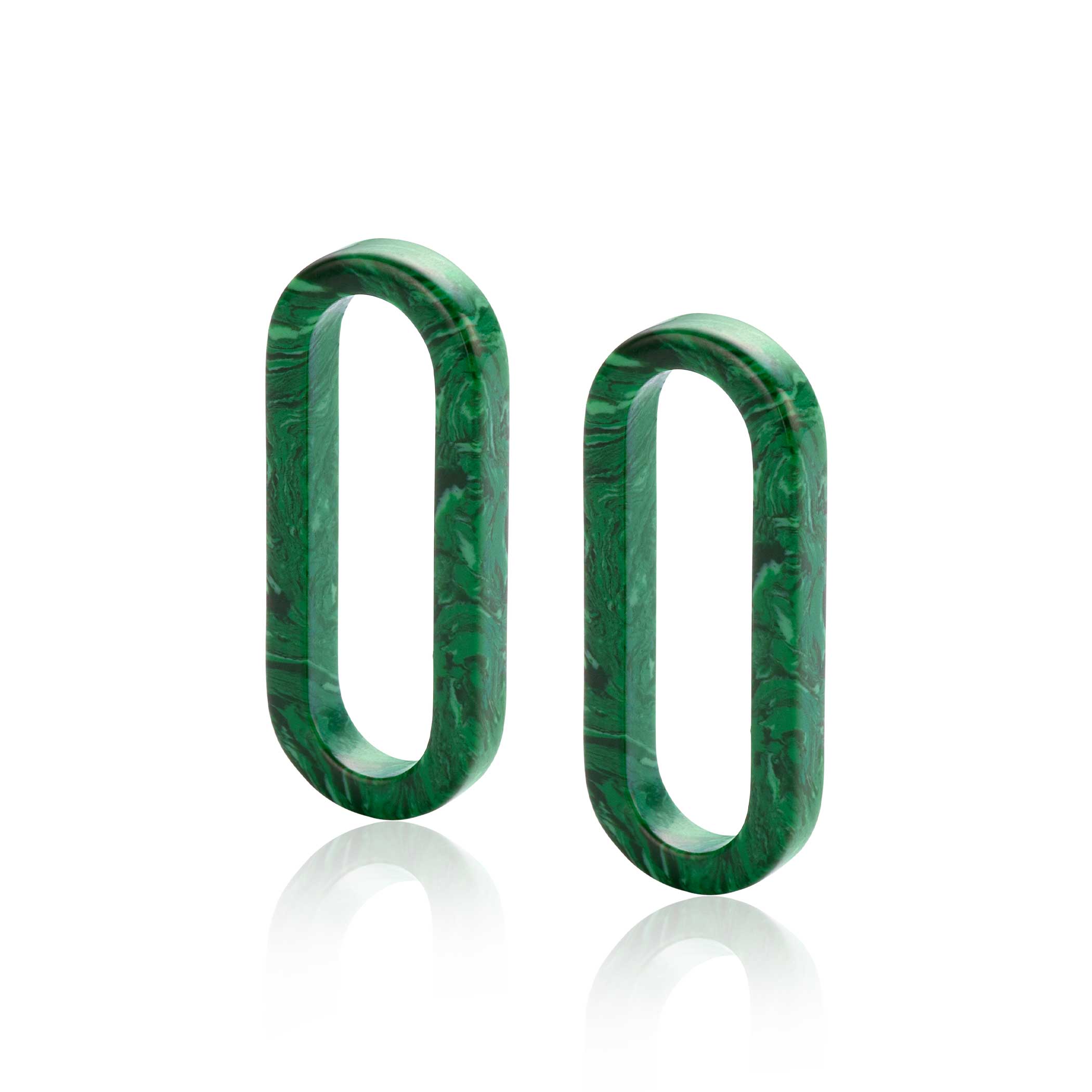 30mm ZINZI Large Oval Earrings Pendants in Trendy Malachite Green ZICH2456G (excl. hoop earrings)