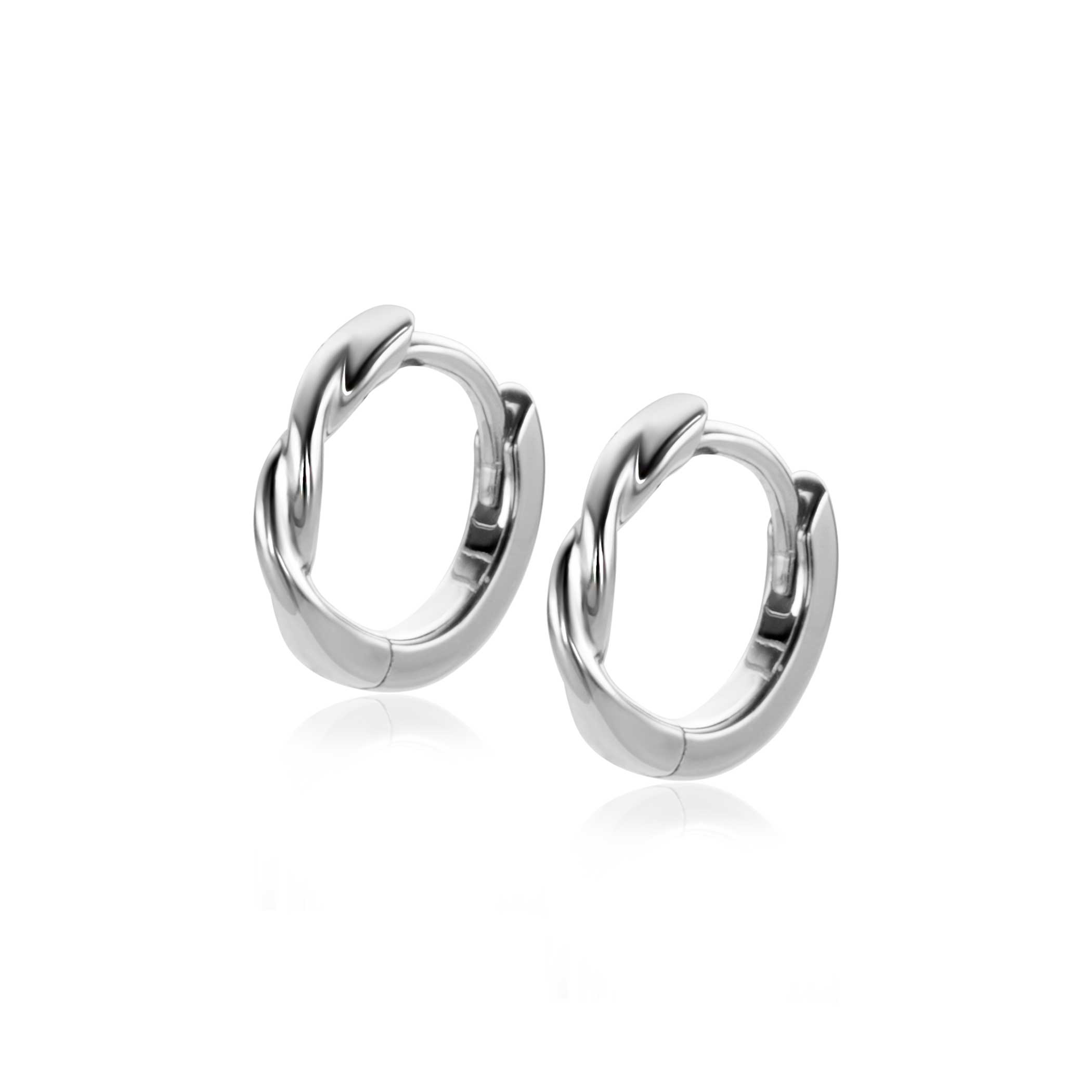 12mm ZINZI Sterling Silver Hoop Earrings with Twisted Tube 12x2mm ZIO2321