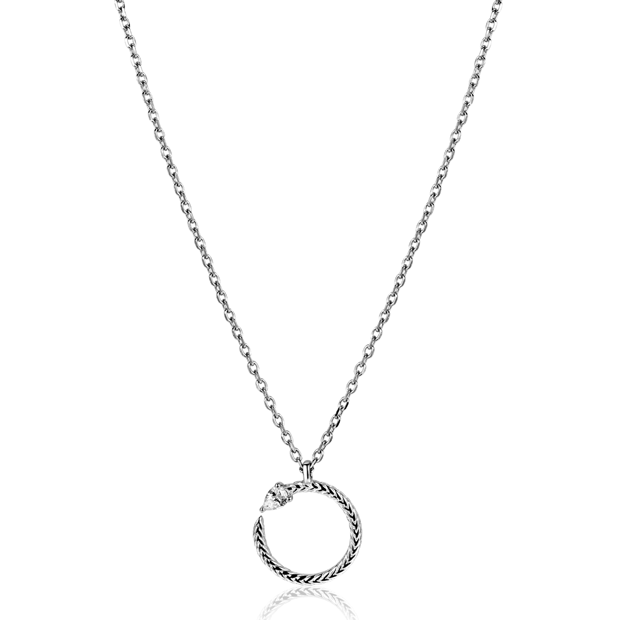ZINZI zlv. collier met open ronde slanghanger zirc.