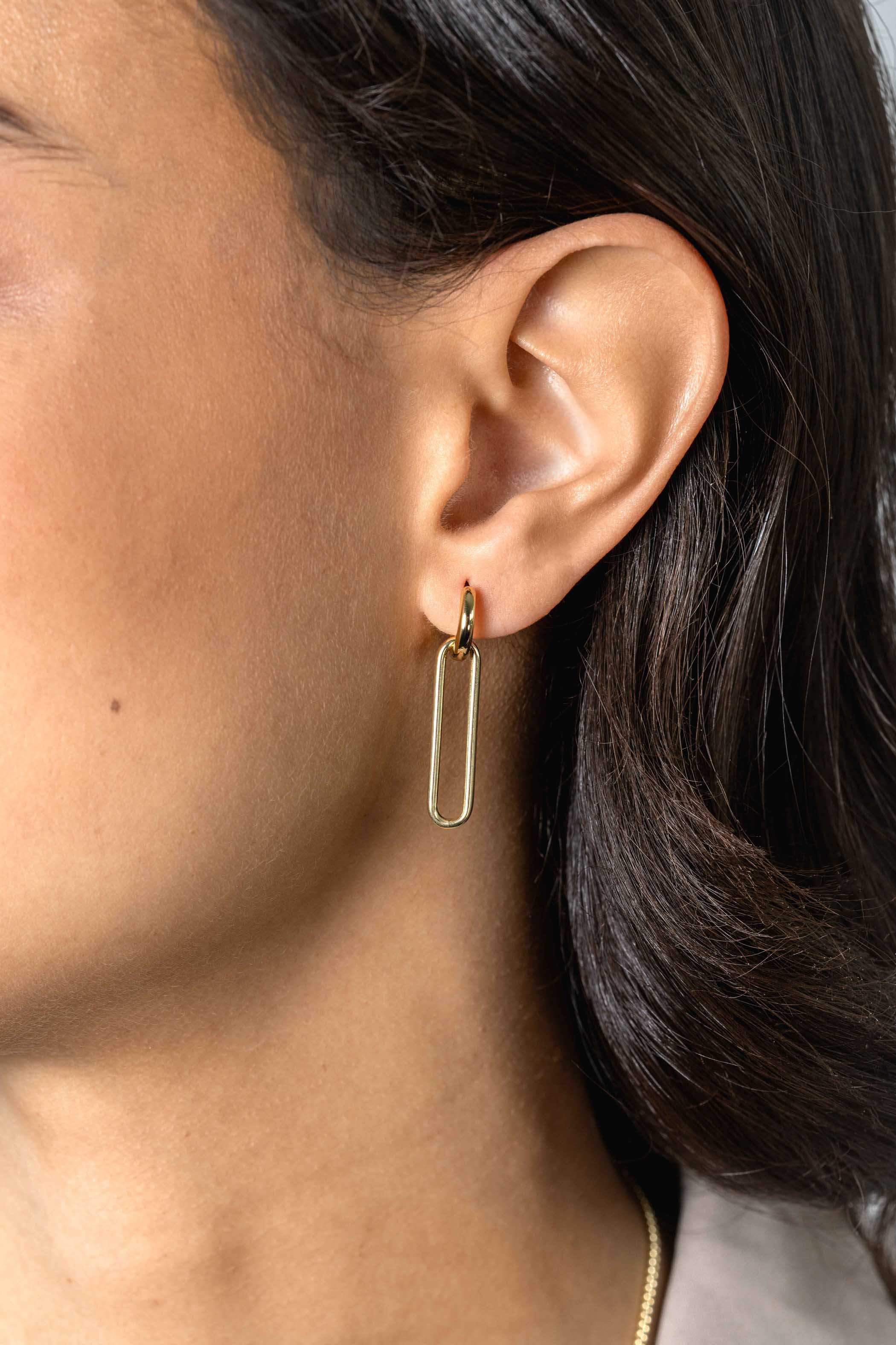 28mm ZINZI Gold Plated Sterling Silver Earrings Pendants Open Oval ZICH2416G (excl. hoop earrings)
