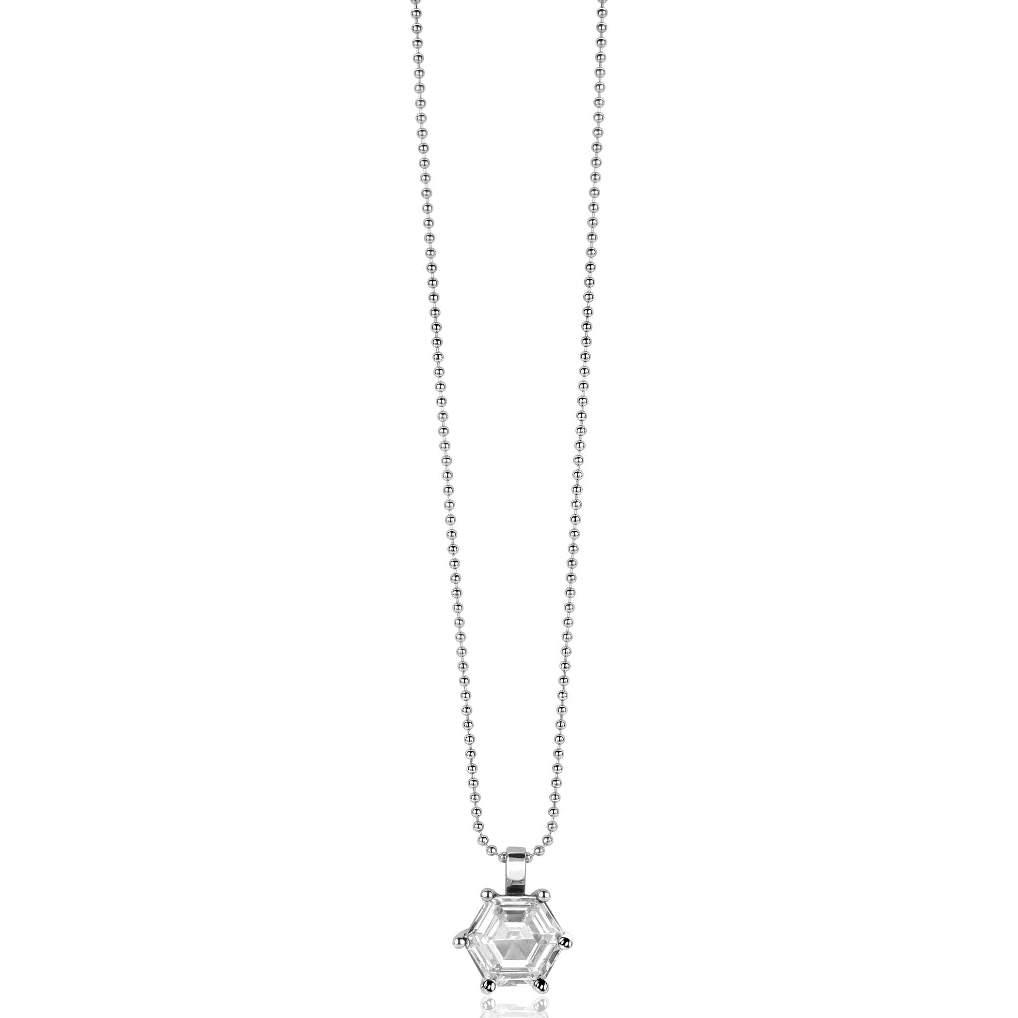 15mm ZINZI Sterling Silver Pendant Hexagon White Zirconia ZIH2259 (excl. necklace)