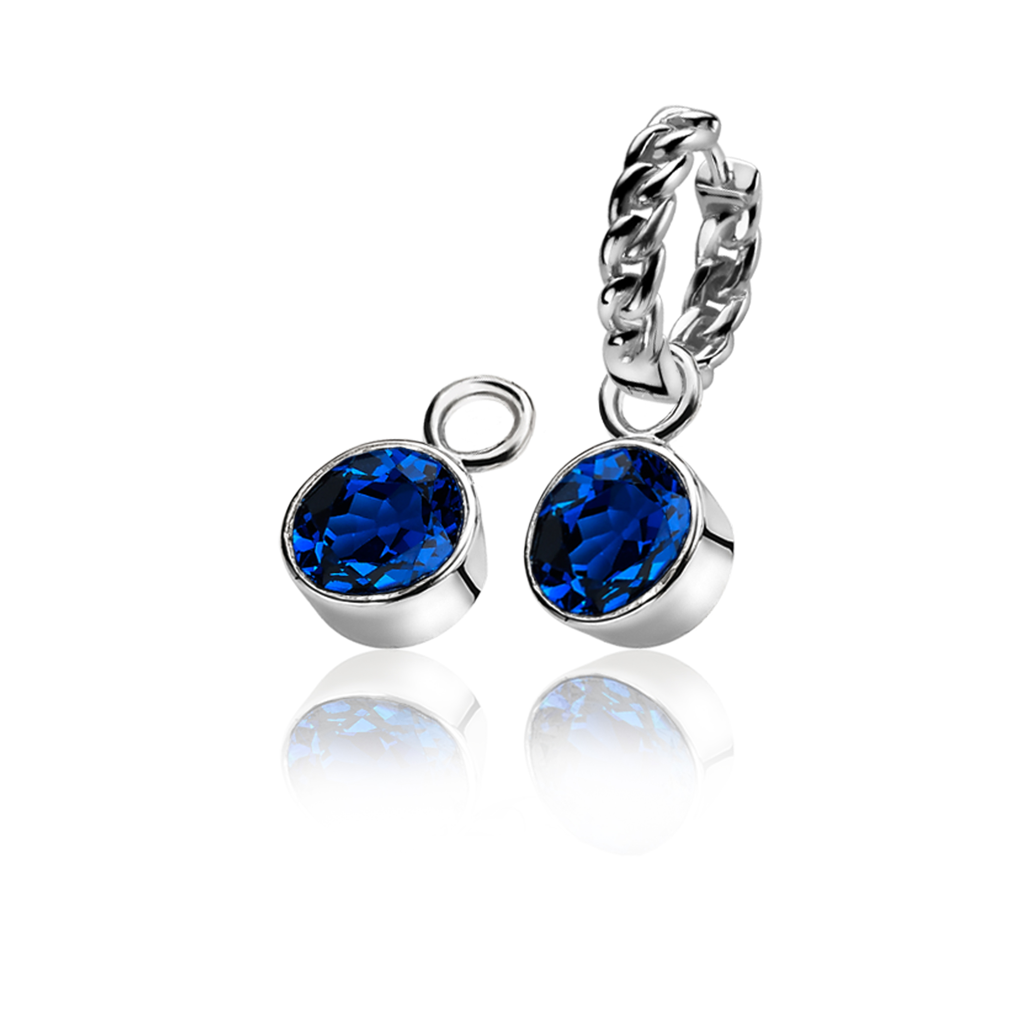 ZINZI Sterling Silver Earrings Pendants Dark Blue ZICH186DB (excl. hoop earrings)