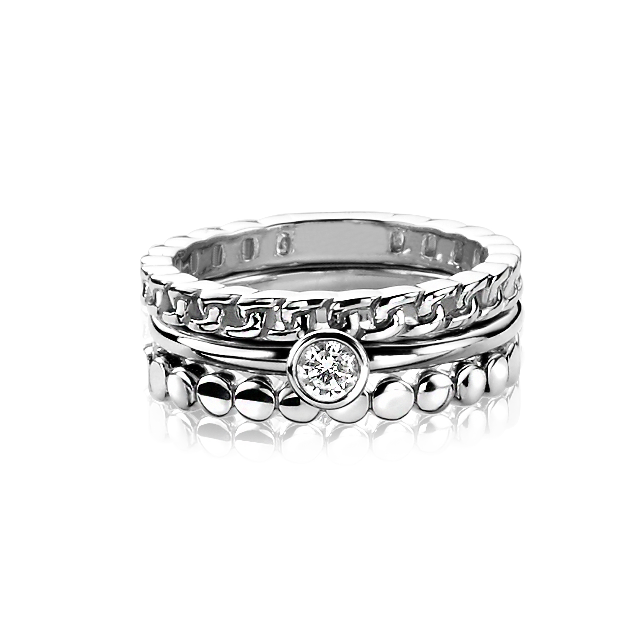 ZINZI Sterling Silver Stackable Ring Curb Chain Shiny ZIR1175