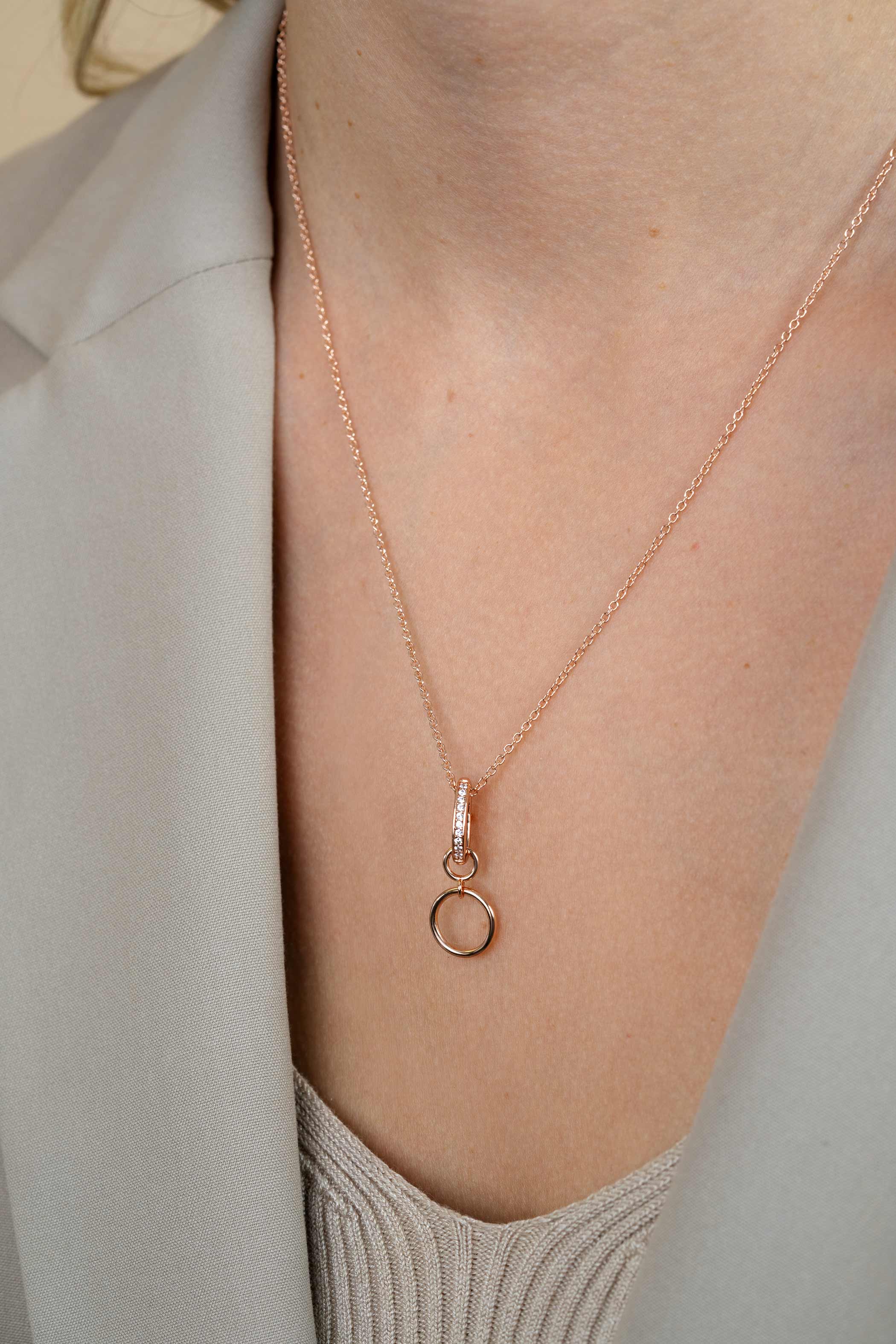 ZINZI Rose Gold Plated Sterling Silver Pendant White Zirconias to wear Earrings Pendants on a Necklace ZIH2CHR