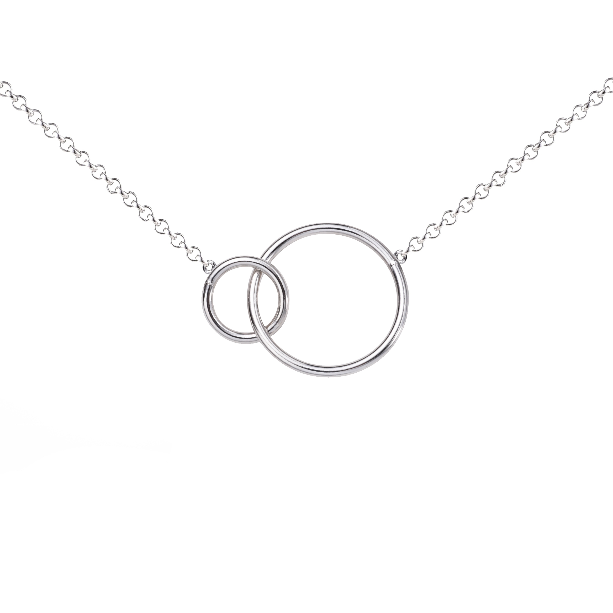 ZINZI Sterling Silver Necklace with 2 Connected Open Circles 42-45cm ZIC1278