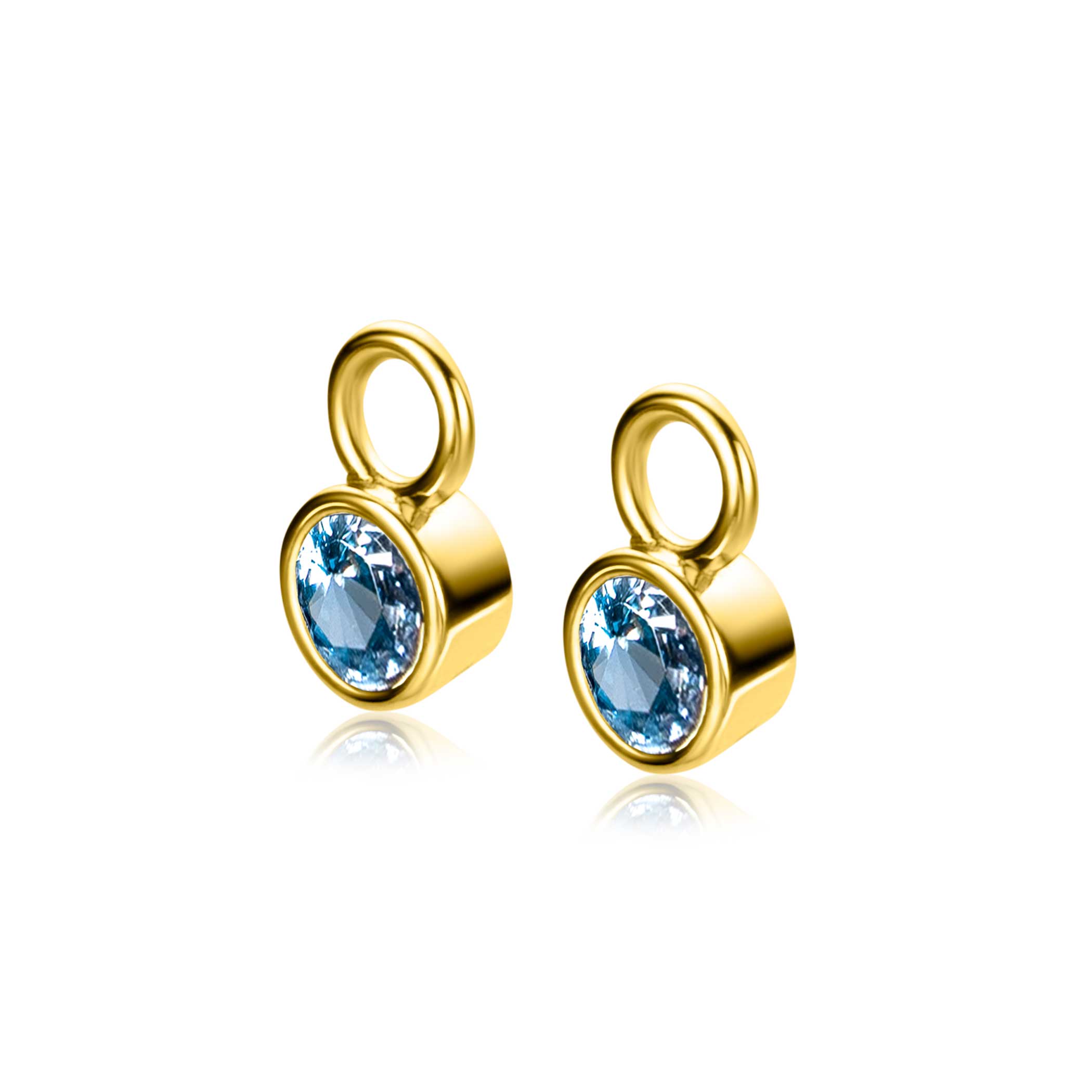 DECEMBER Earrings Pendants Gold Plated with Birthstone Blue Topaz Zirconia (excl. hoop earrings)