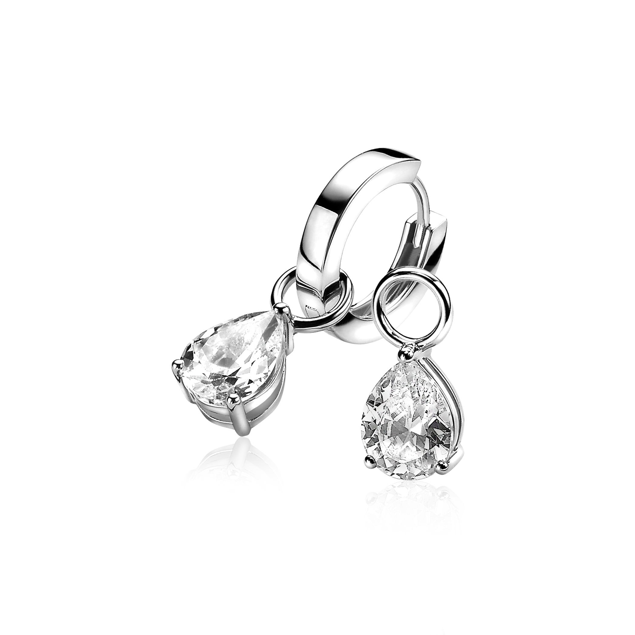 ZINZI Sterling Silver Earrings Pendants Drop White ZICH1302 (excl. hoop earrings)