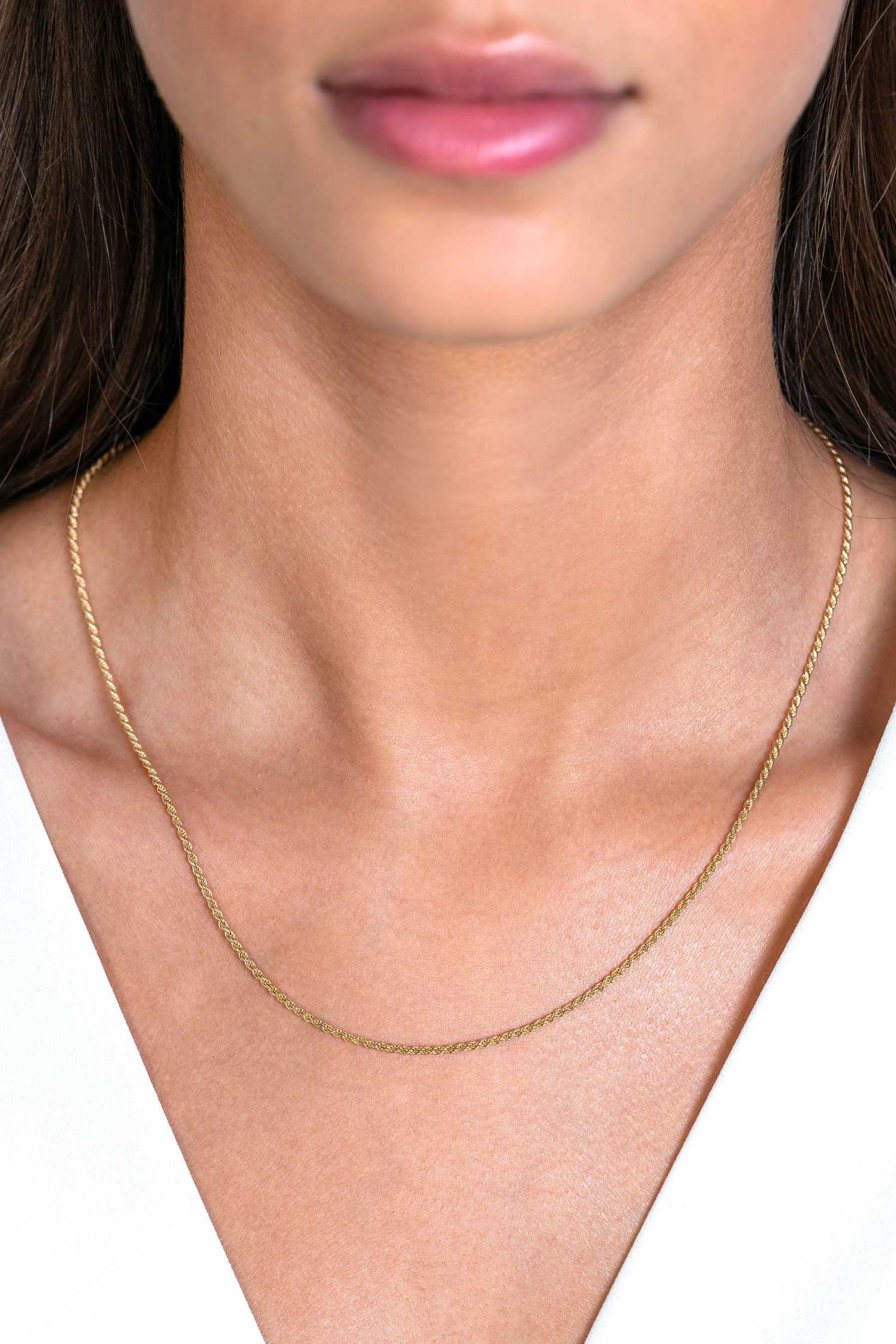 45cm ZINZI Gold Plated Sterling Silver Rope Necklace ZILC-K45G