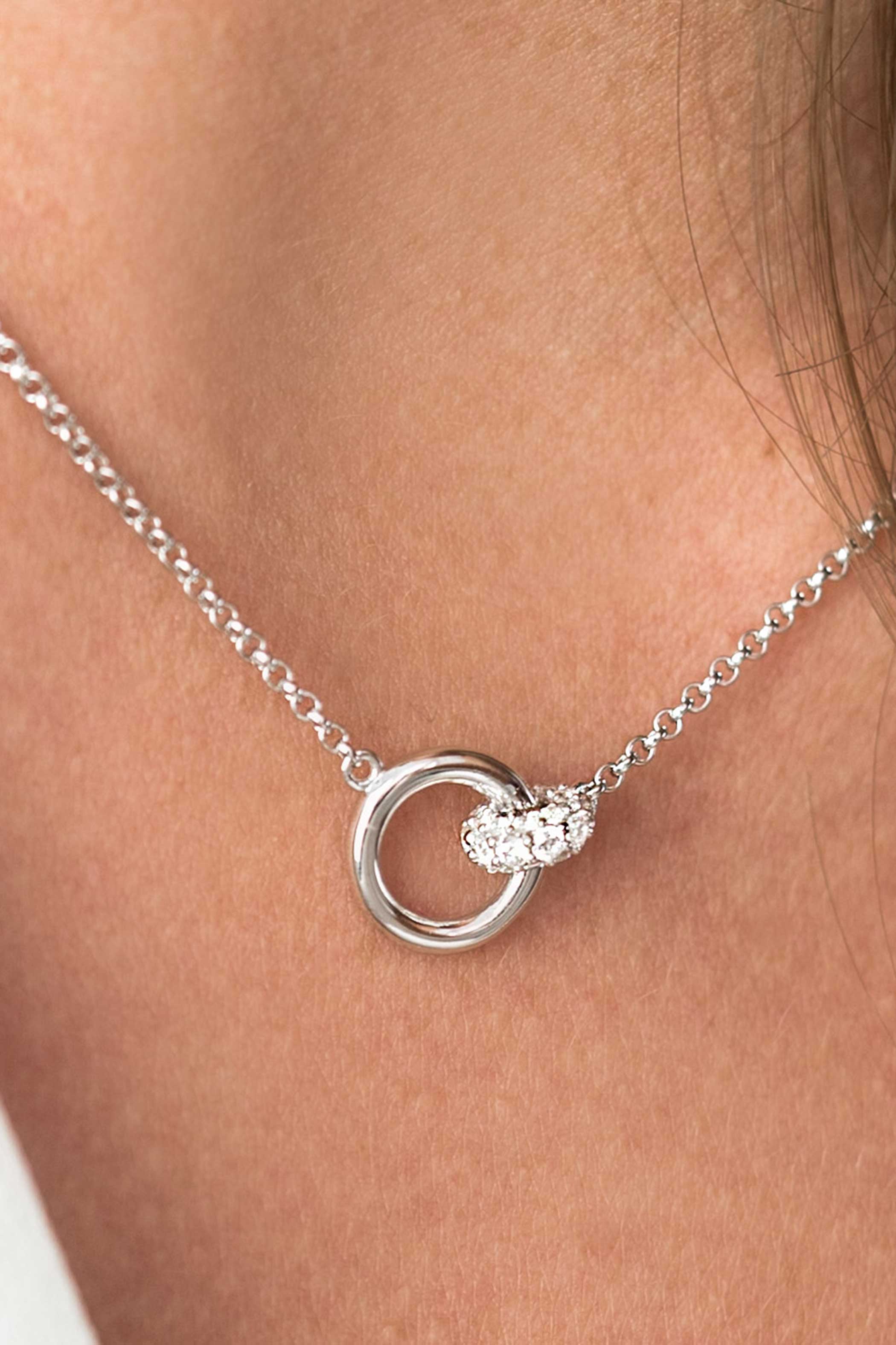 ZINZI Sterling Silver Necklace Round White 45cm ZIC1830