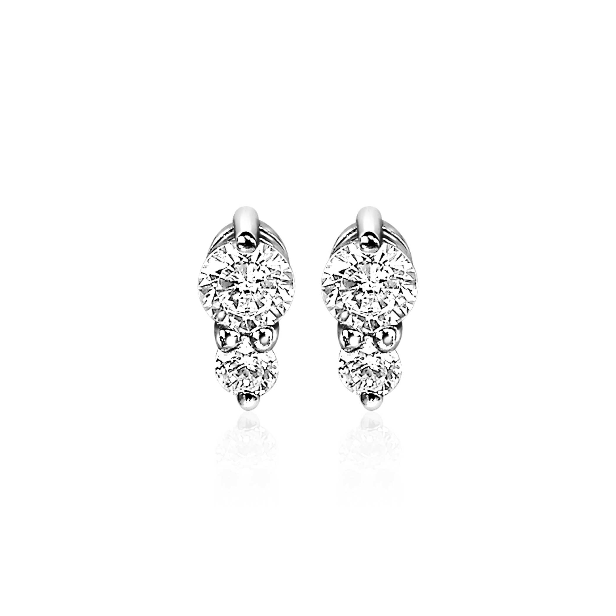 6mm ZINZI Sterling Silver Stud Earrings Round White ZIO2080