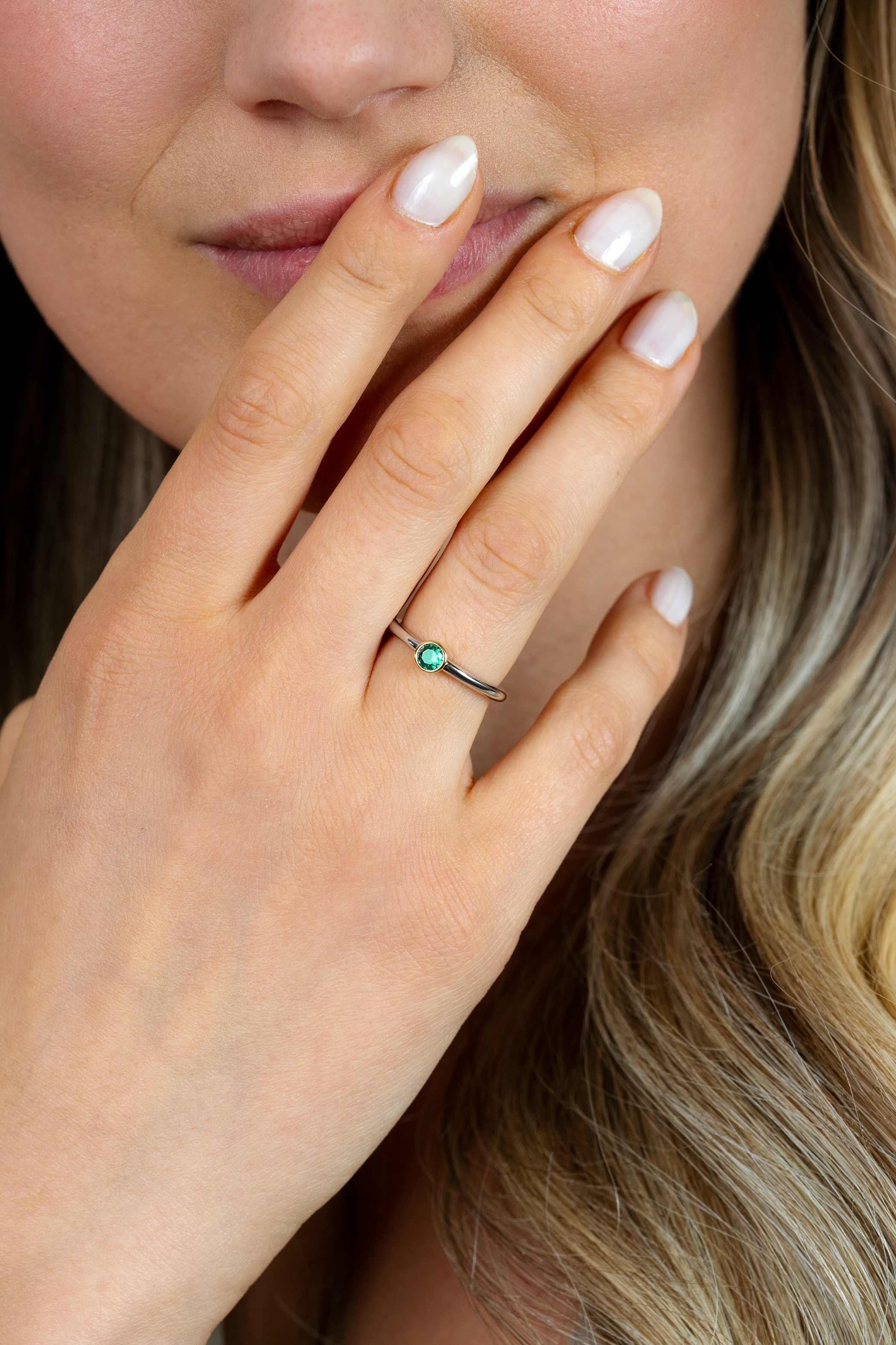 ZINZI Sterling Silver Ring Bicolor with Green Zirconia ZIR1177G