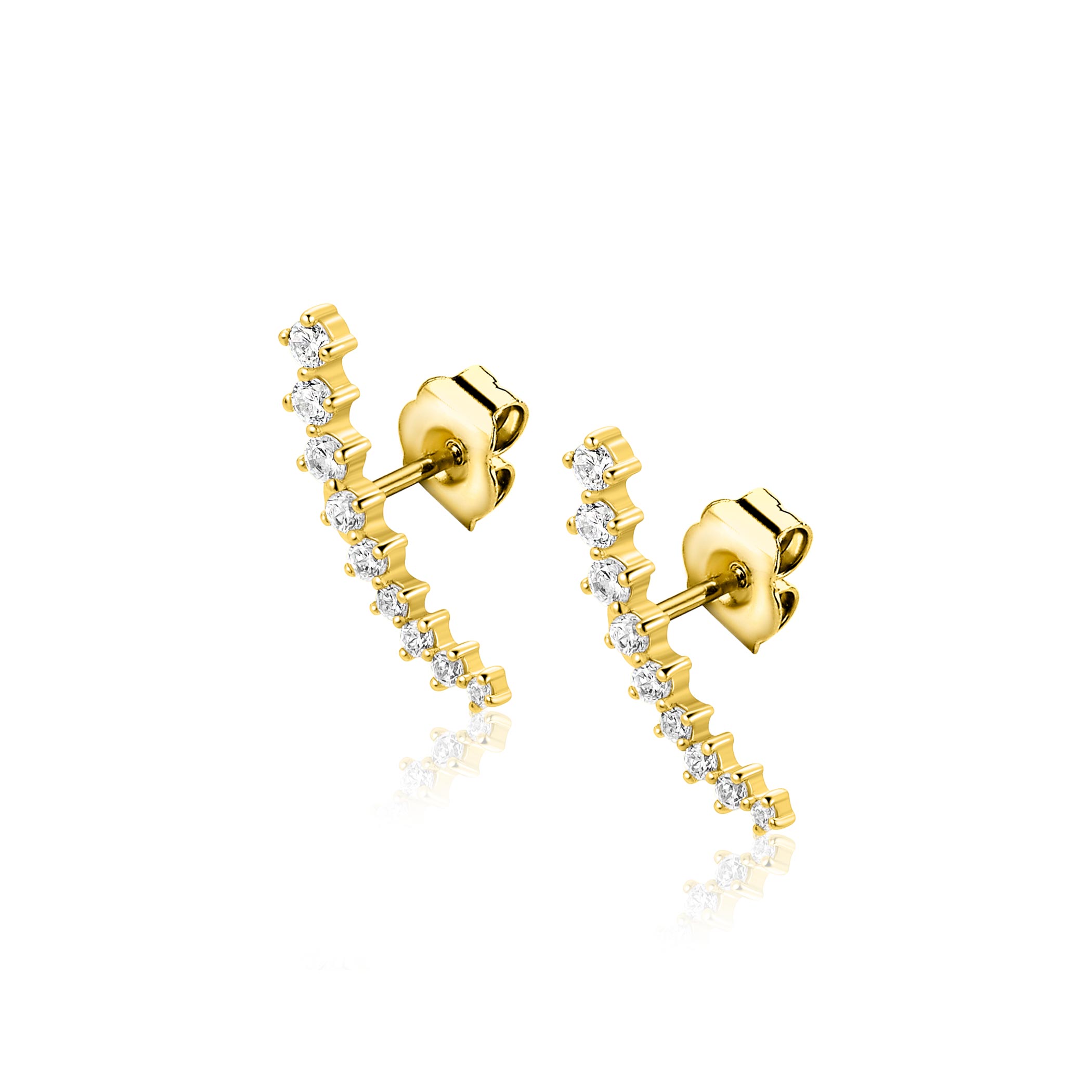 ZINZI zlv. oorstekers afl.zirconia's half gebogen