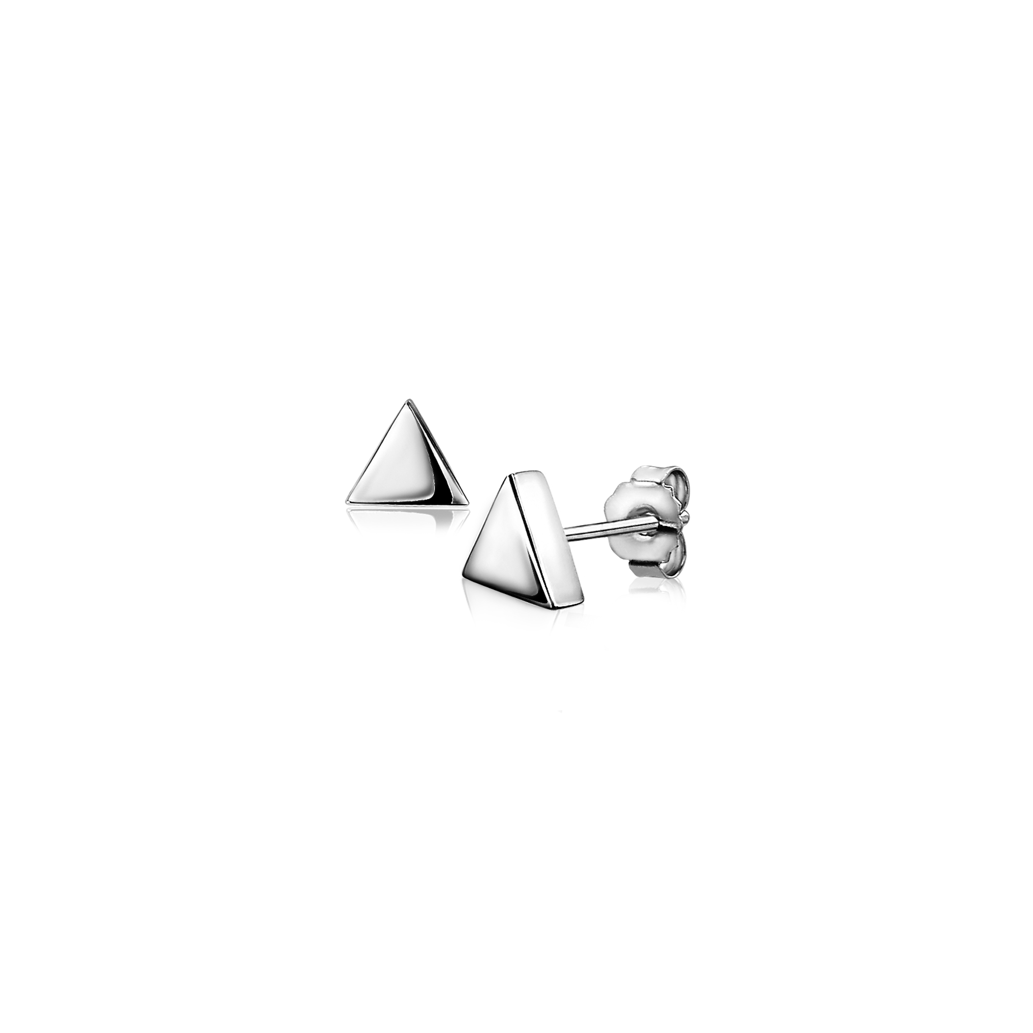 6mm ZINZI Sterling Silver Stud Earrings Shiny Triangle ZIO1375