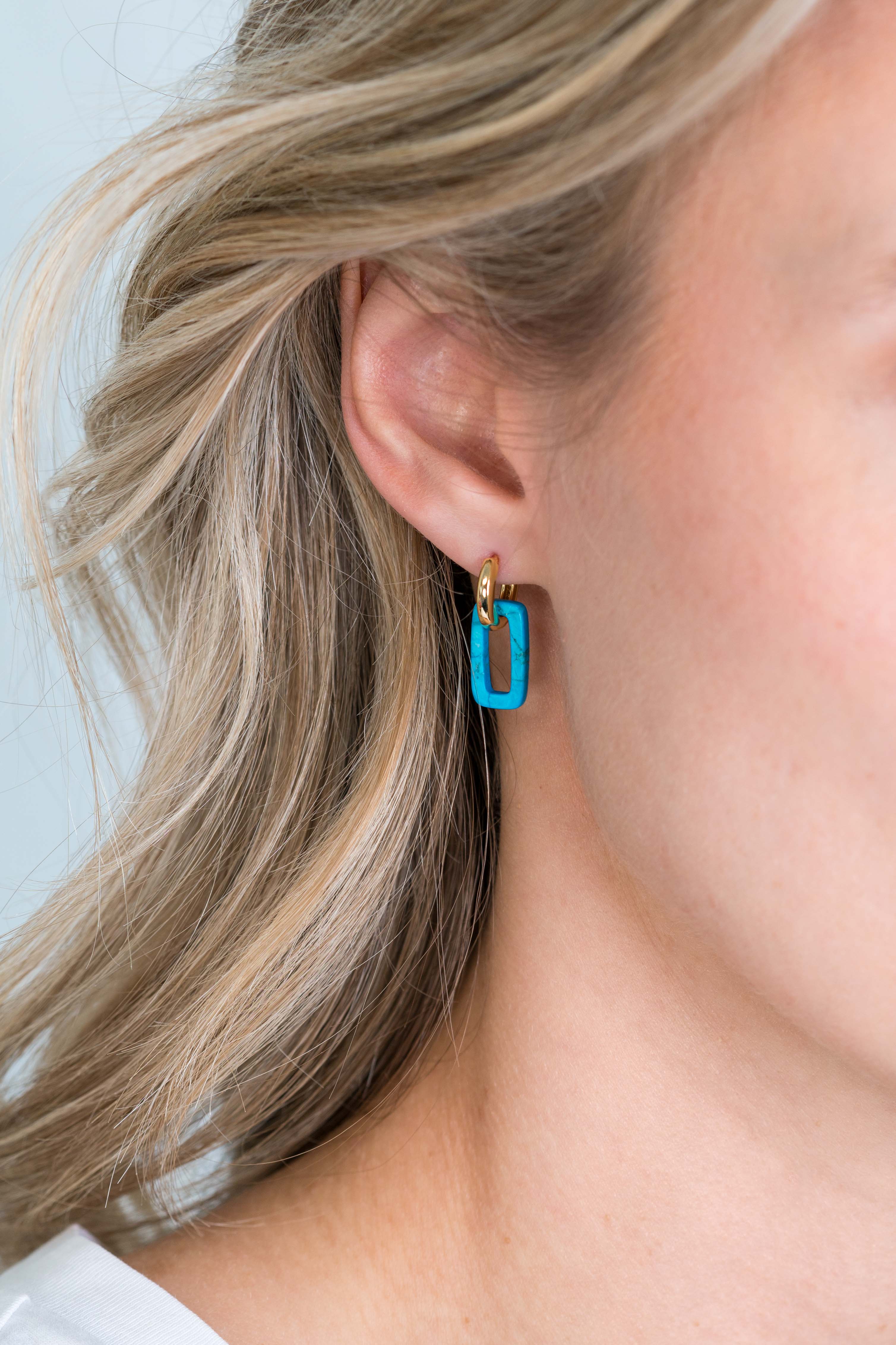 16mm ZINZI Earrings Pendants Rectangle in Turquoise Howlite ZICH2228 (excl. hoop earrings)
