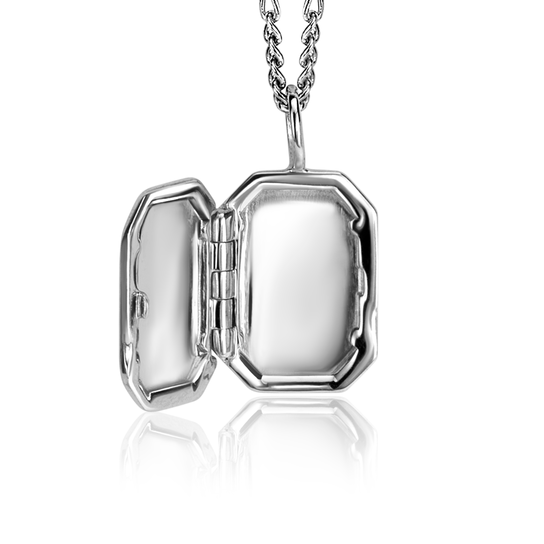22mm ZINZI Sterling Silver Medallion Rectangle Set with White Zirconia ZIH2425 (excl. necklace)