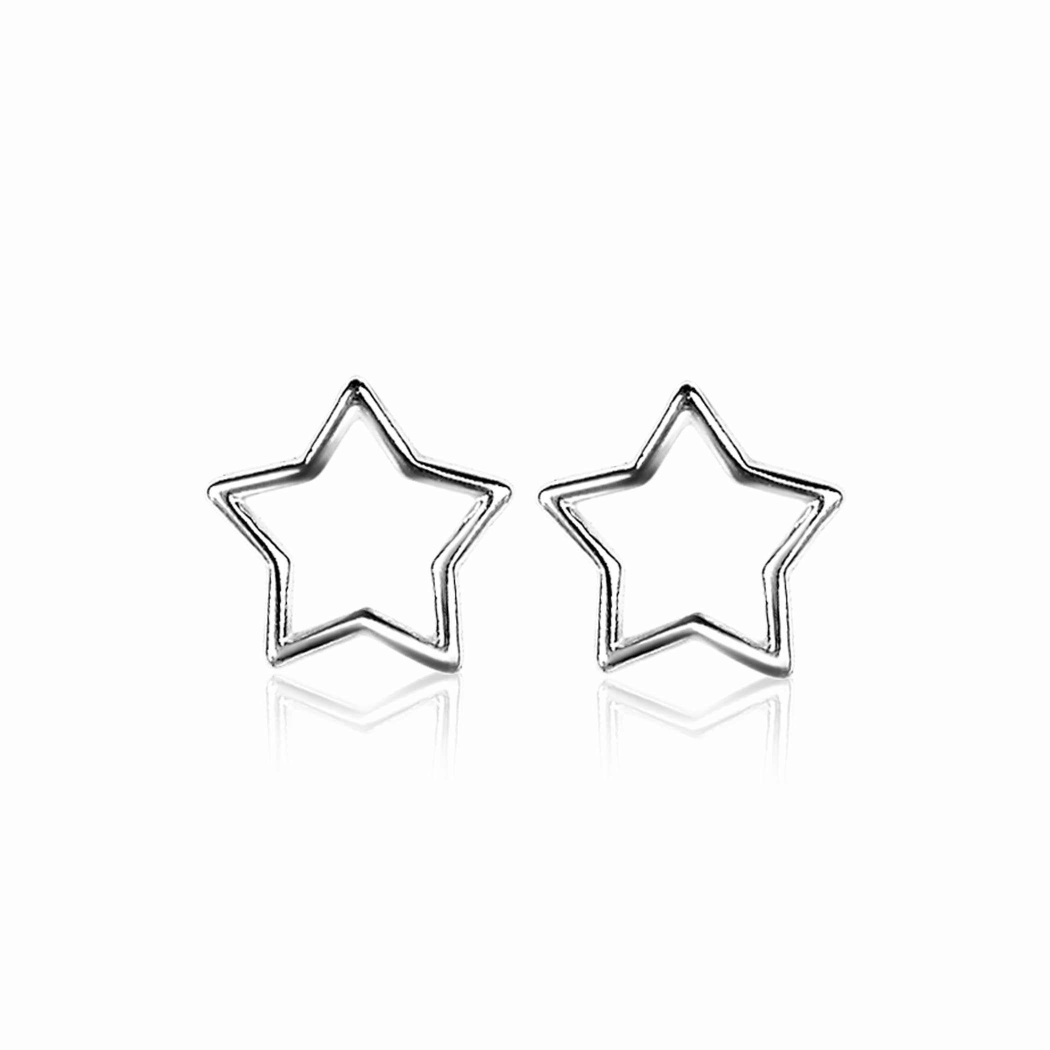 8mm ZINZI Sterling Silver Stud Earrings Open Star ZIO2092
