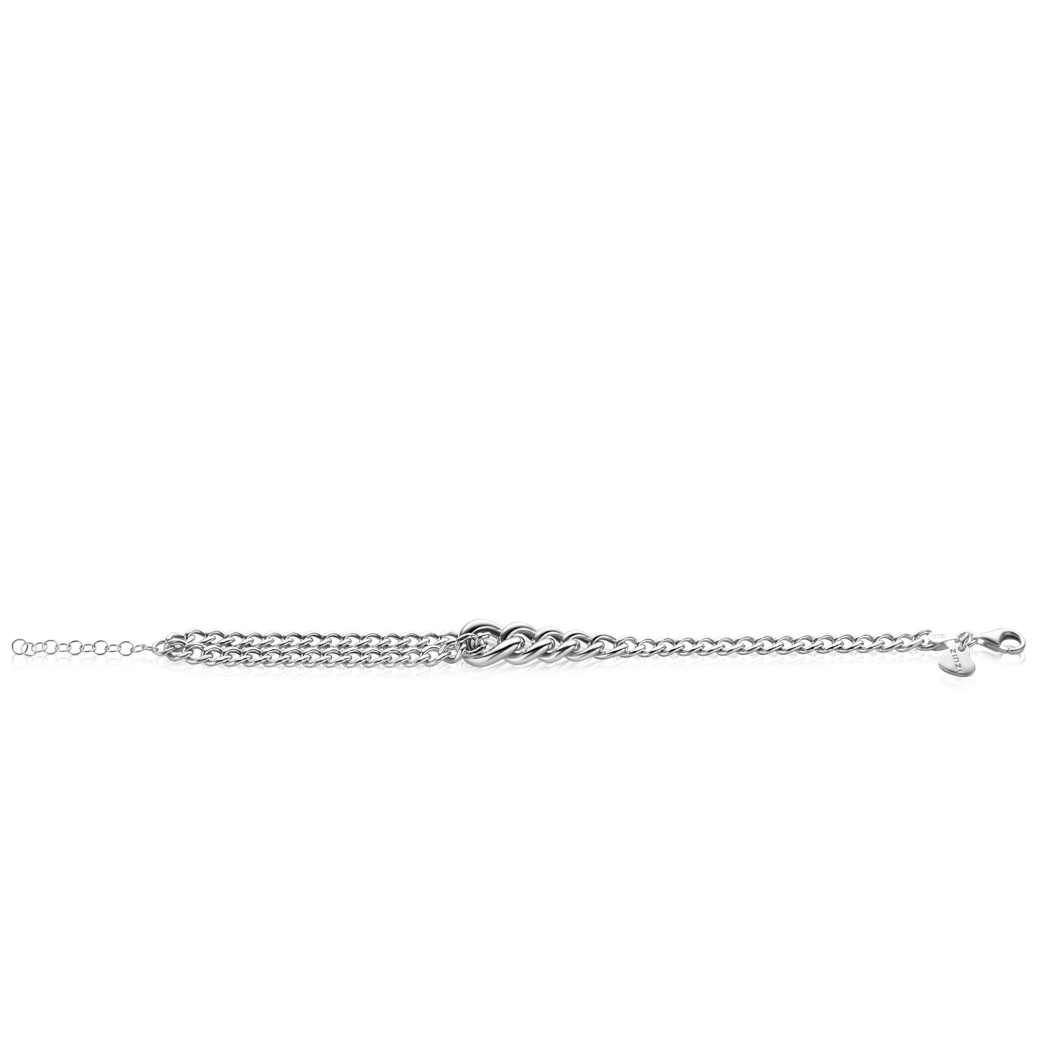 ZINZI Sterling Silver Curb Chain Bracelet with wider chains in the middle, rising from 4,5mm to 11mm width. Length 17-20cm ZIA2309
