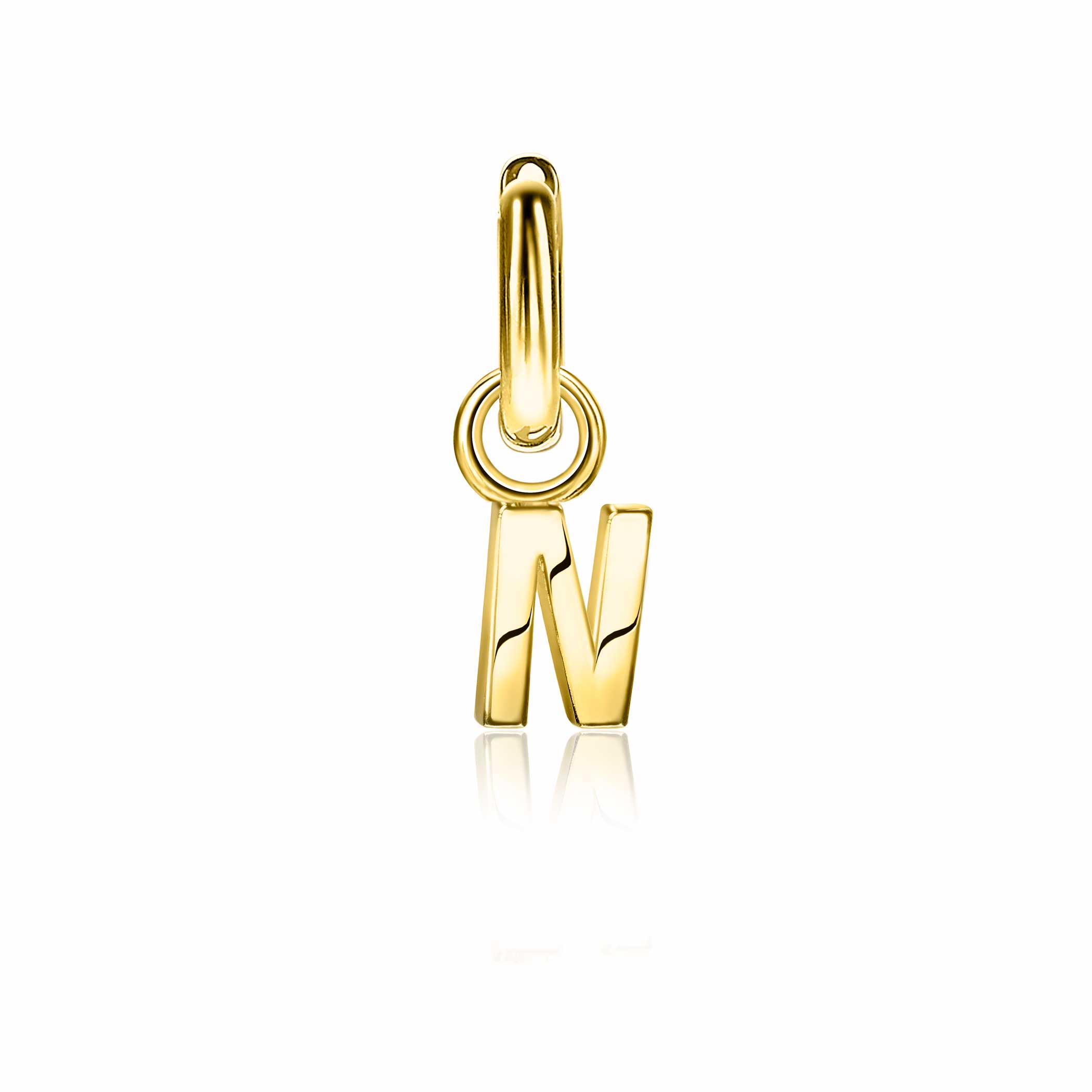 ZINZI Gold Plated Letter Earrings Pendant N price per piece ZICH2145N (excl. hoop earrings)