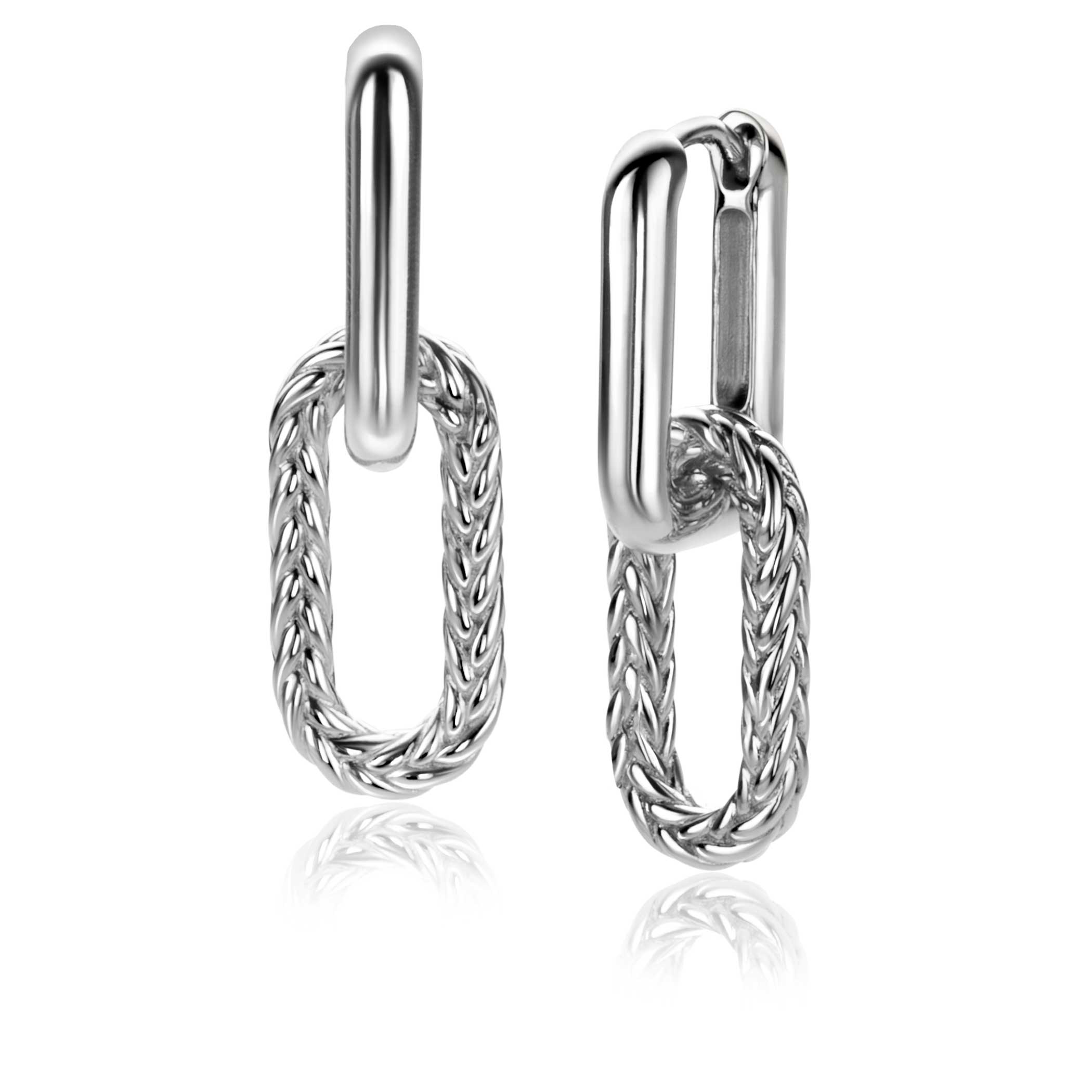 20mm ZINZI Sterling Silver Earrings Pendants Oval with Rope Design ZICH2553 (excl. hoop earrings)