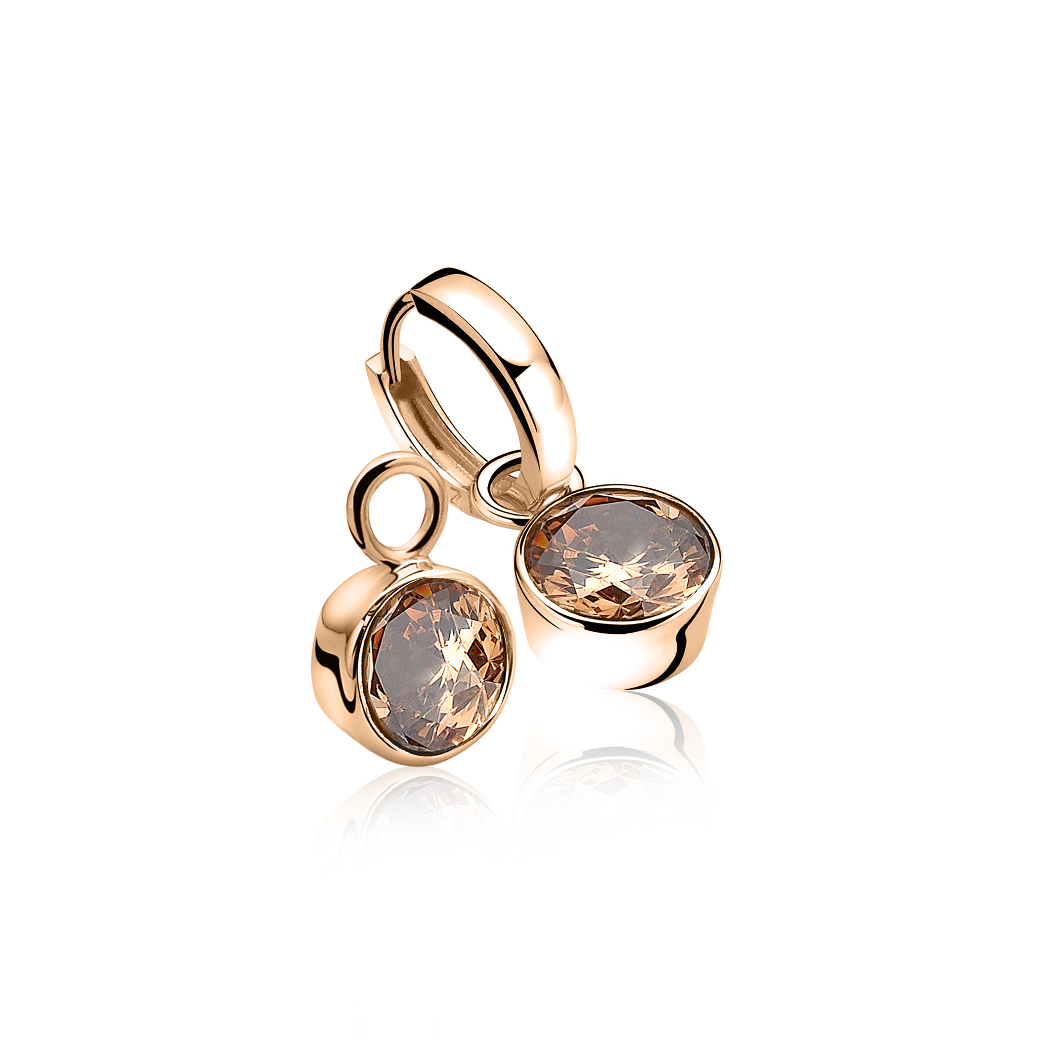 ZINZI Rose Plated Sterling Silver Earrings Pendants Champagne ZICH186CR (excl. hoop earrings)