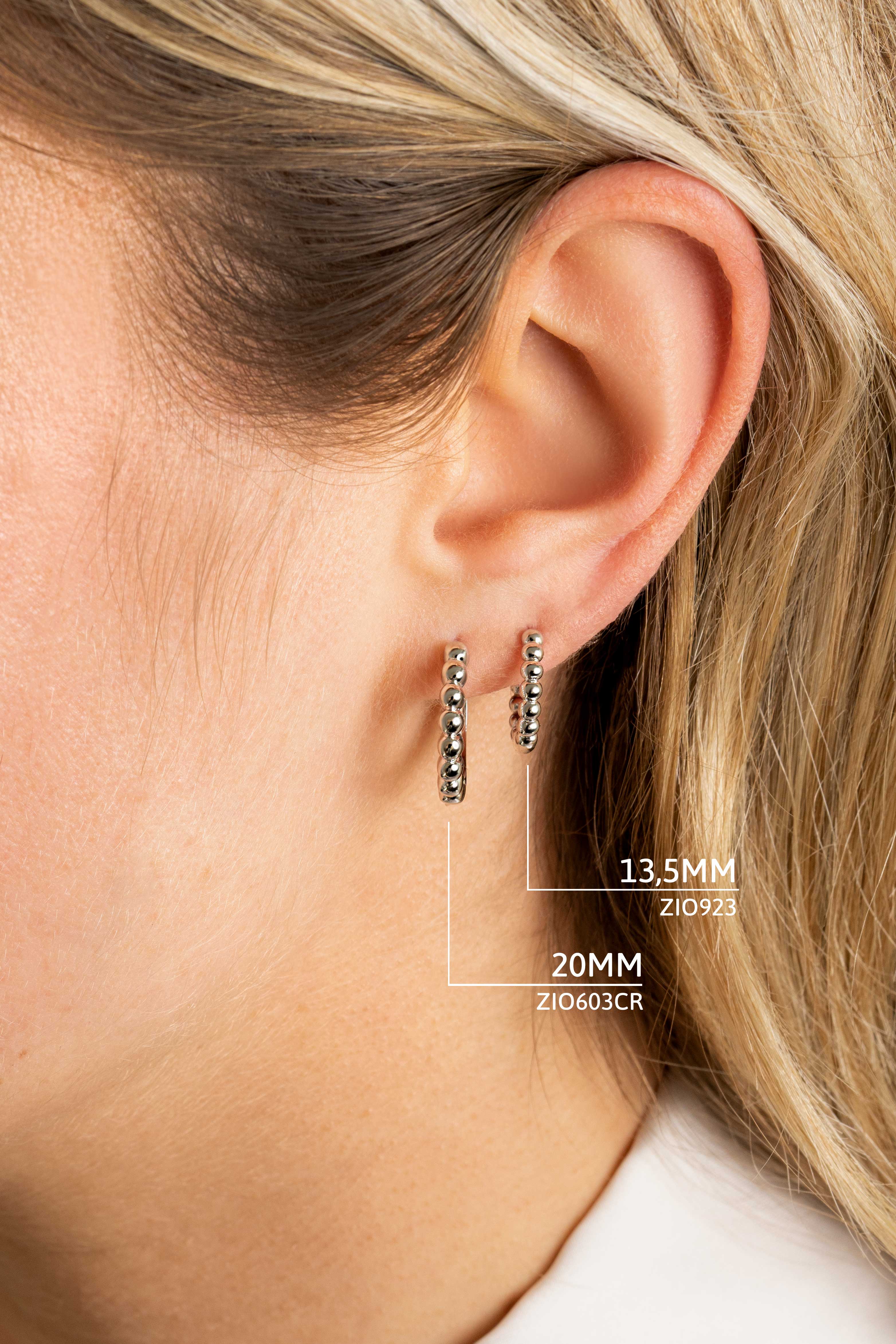 20mm ZINZI Sterling Silver Hoop Earrings Beads 20x3mm ZIO603CR