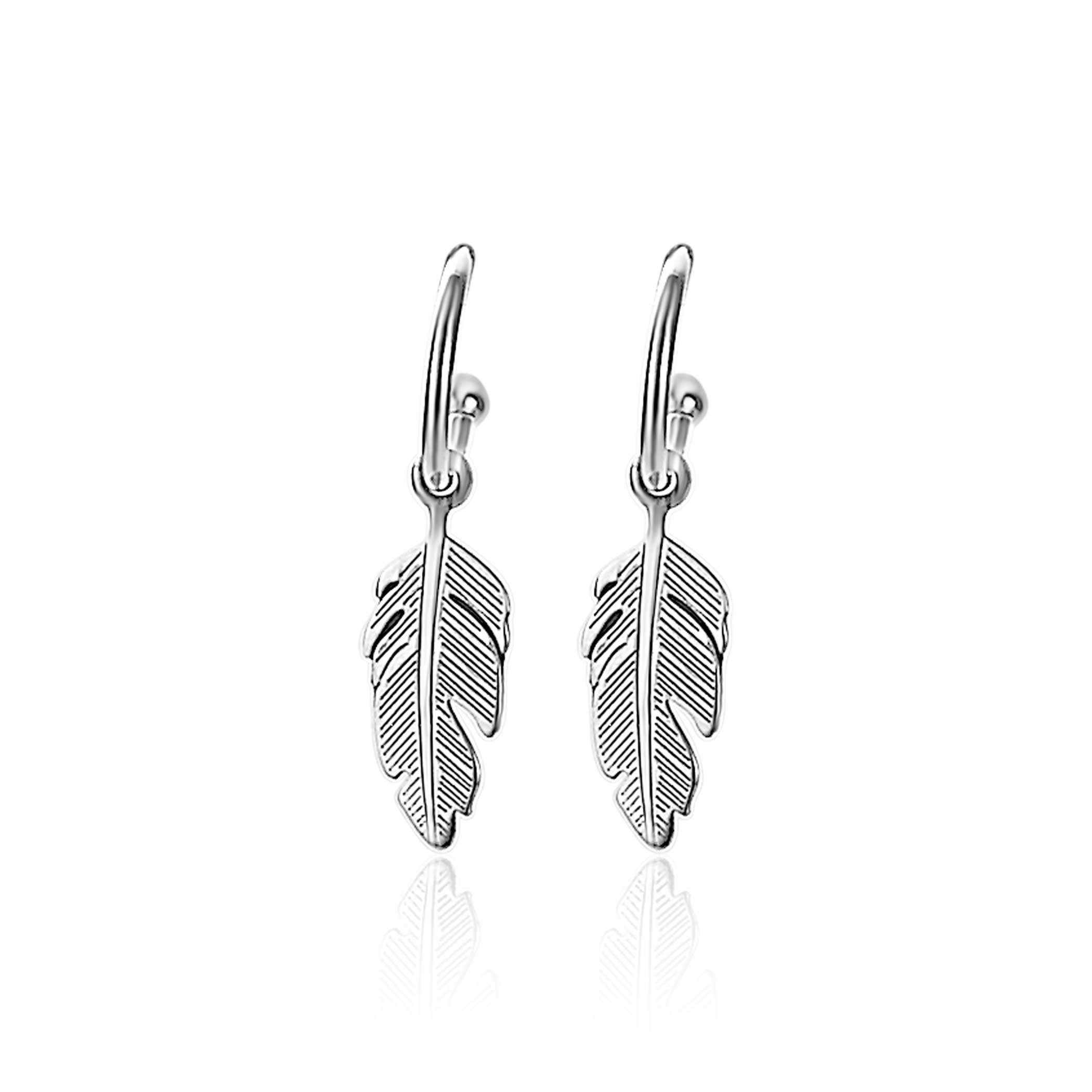 ZINZI Sterling Silver Trendy Earrings Feather Round ZIO1867