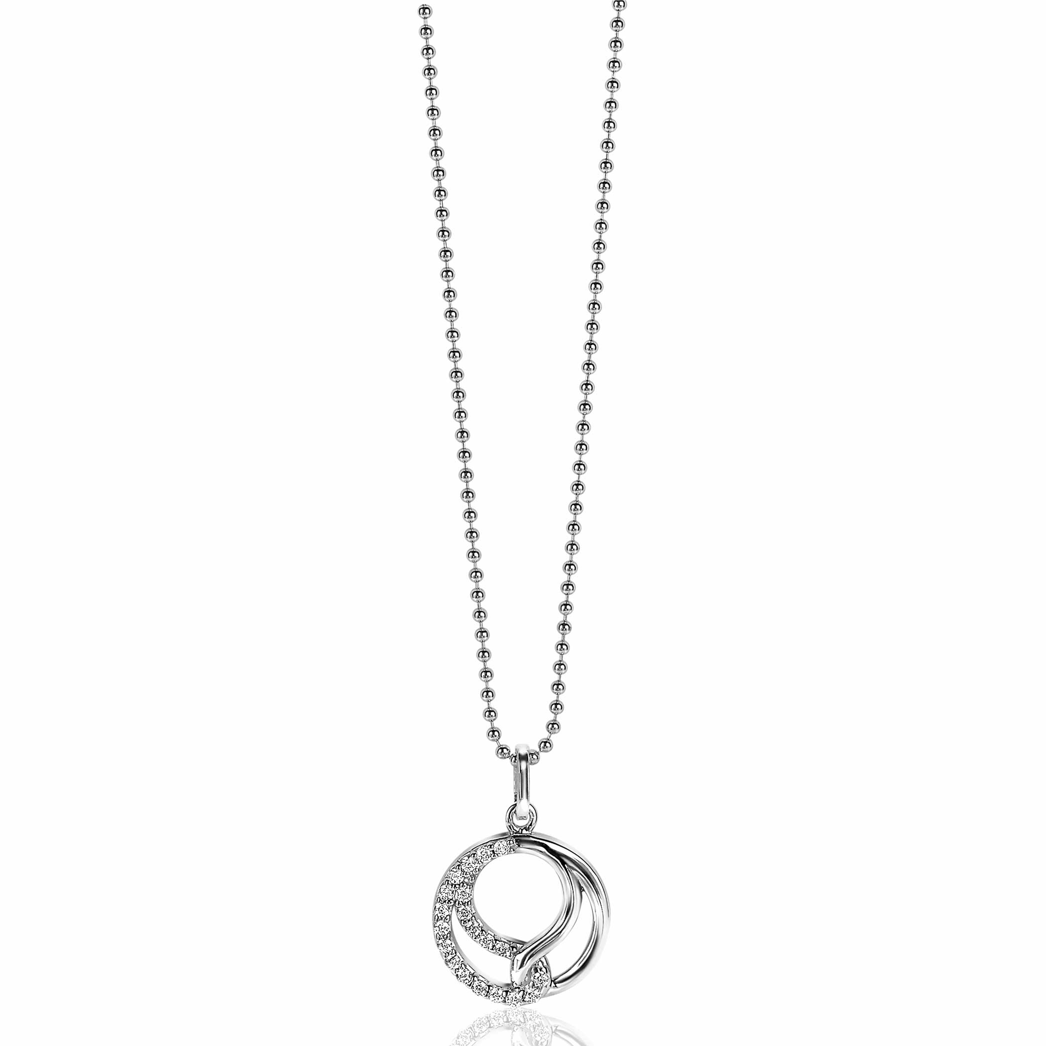15mm ZINZI Sterling Silver Pendant with 2 Connected Shapes White Zirconias ZIH2119S (excl. necklace)
