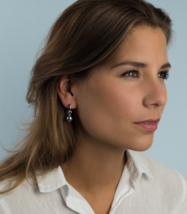 10mm ZINZI Sterling Silver Earrings Pendants Pearl Grey ZICH266G (excl. hoop earrings)