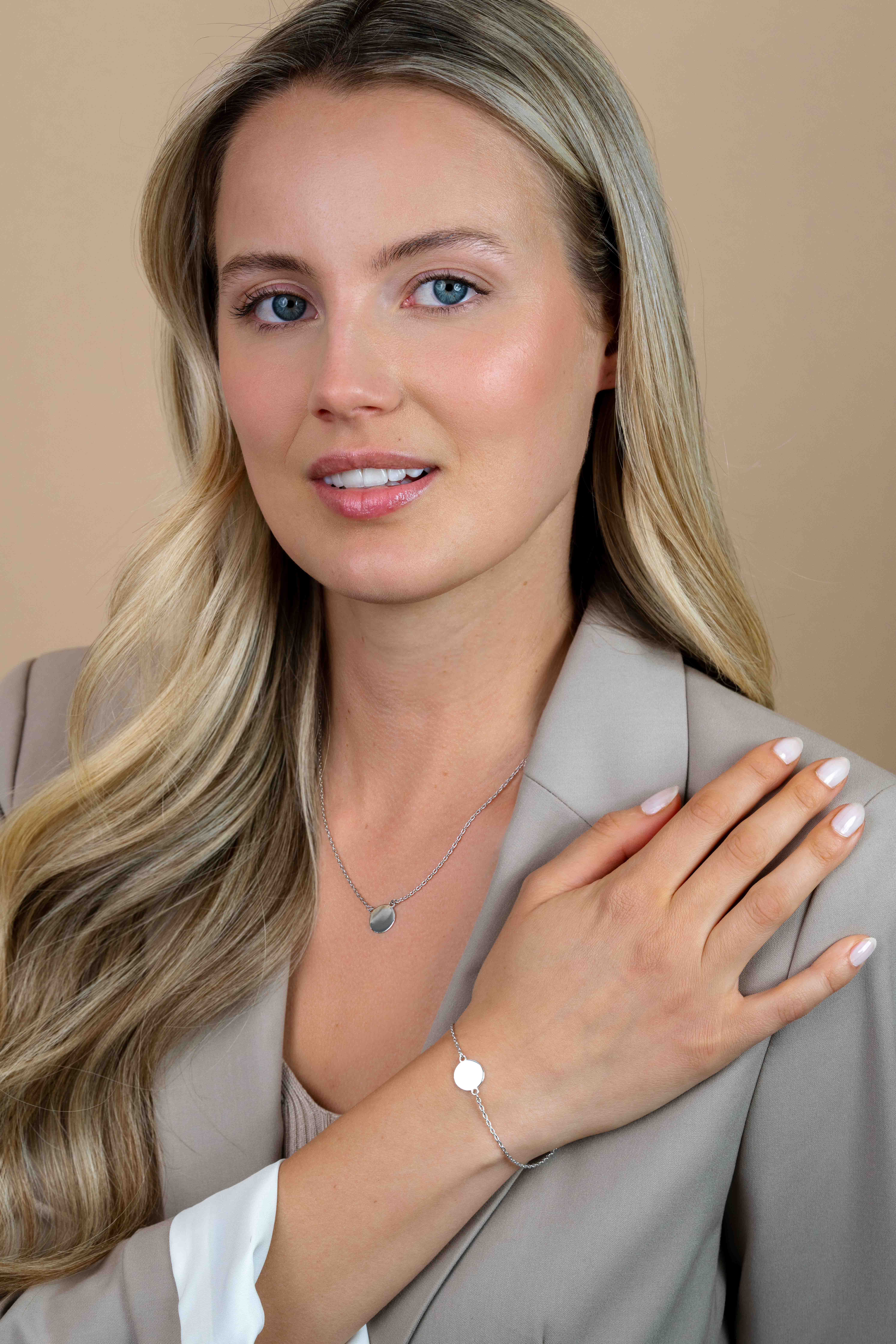 ZINZI Sterling Silver Necklace 43cm with Shiny Coin (15mm) to Engrave ZIC2345