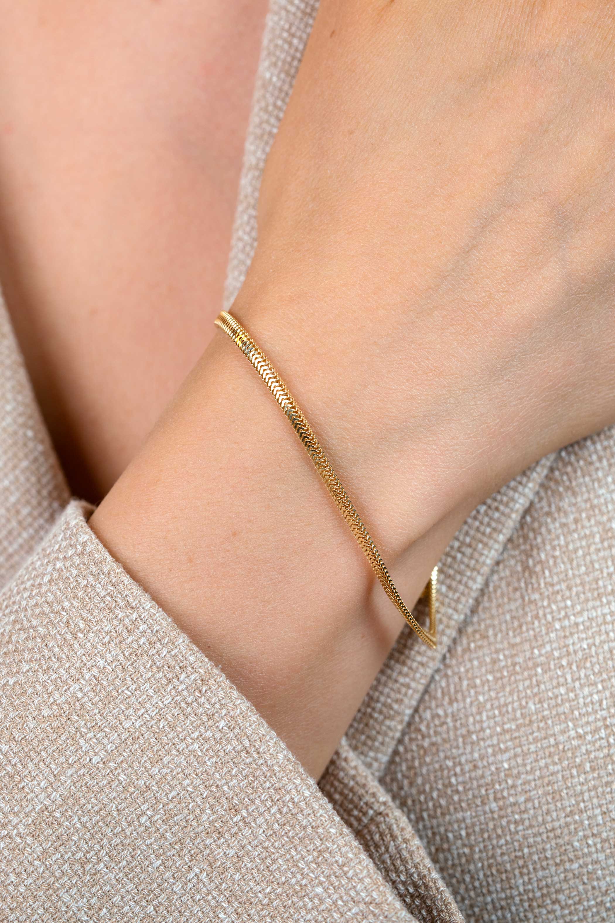 ZINZI Gold Plated Sterling Silver Flat Snake Chain Bracelet width 2,5mm ZIA2401G