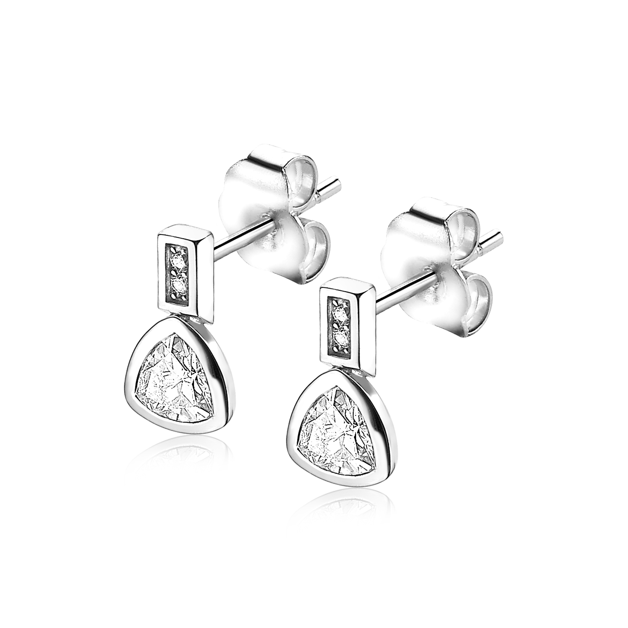 ZINZI Sterling Silver Stud Earrings Triangle White ZIO1663