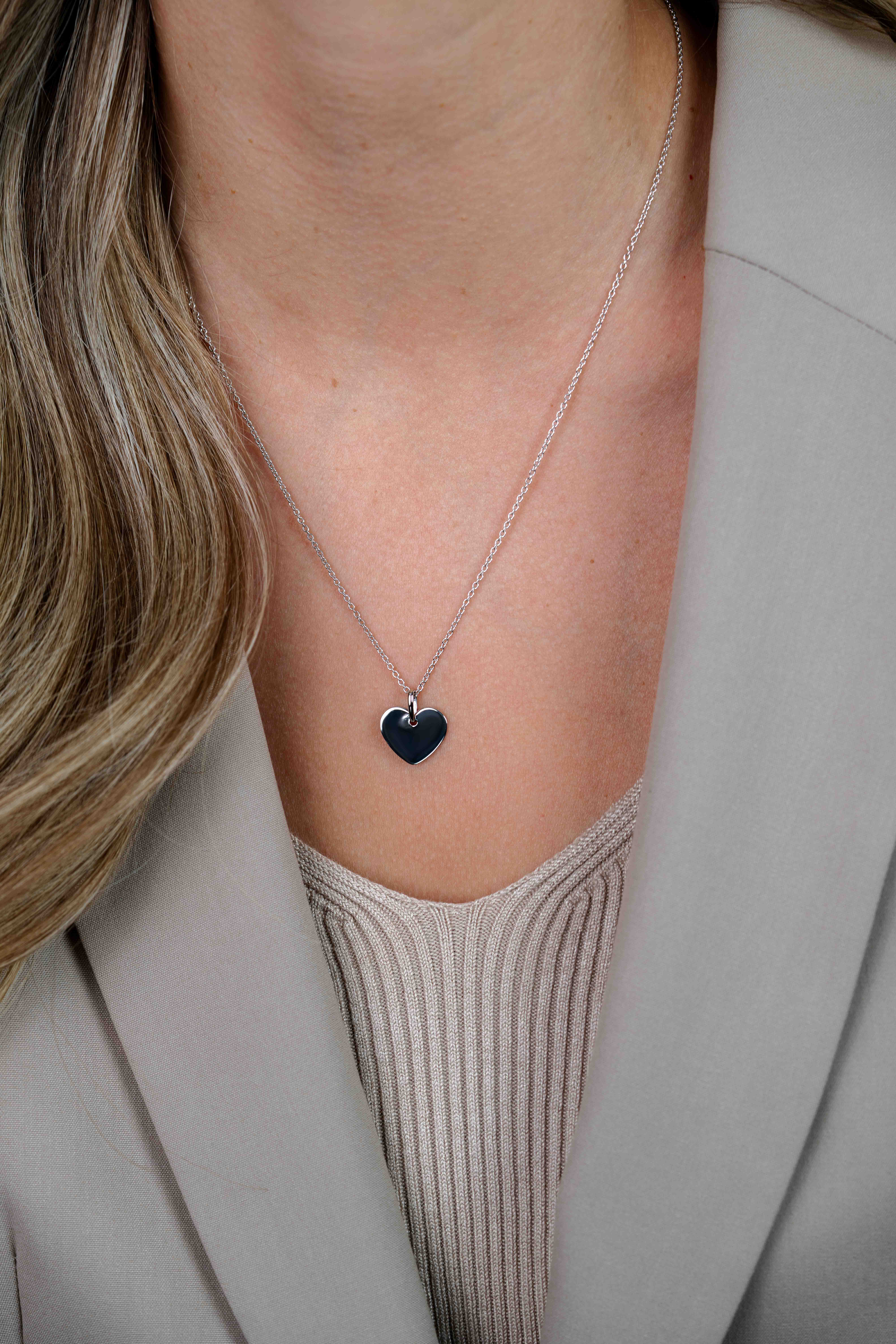 15mm ZINZI silver smooth heart pendant for engraving ZIH2346-15 (without chain)