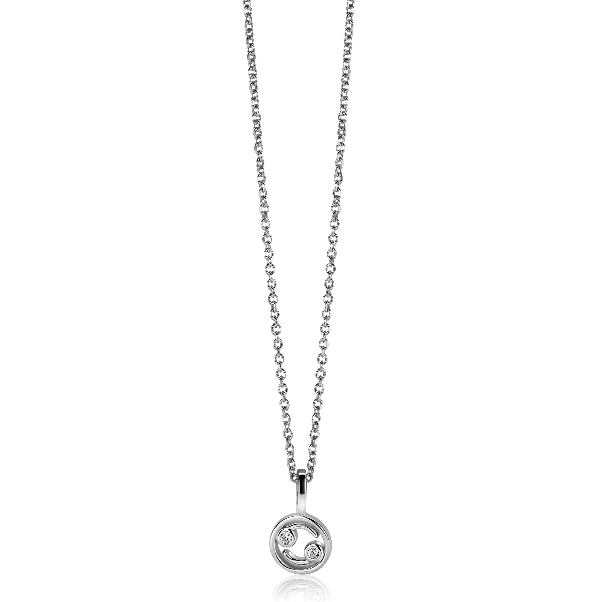 9mm ZINZI silver Cancer zodiac sign pendant set with white zirconias ZIH-KRE (without necklace)