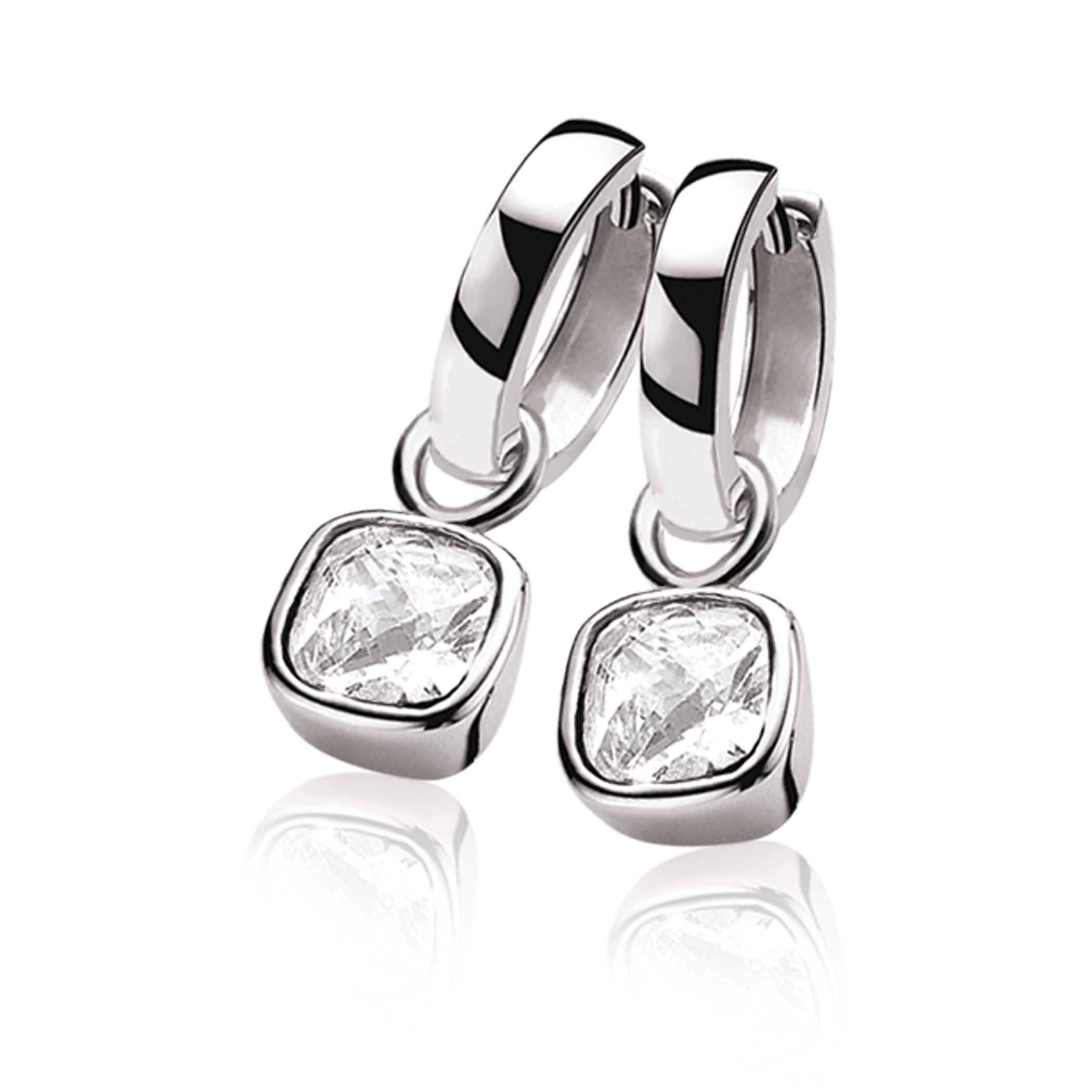 ZINZI Sterling Silver Earrings Pendants White ZICH190W (excl. hoop earrings)