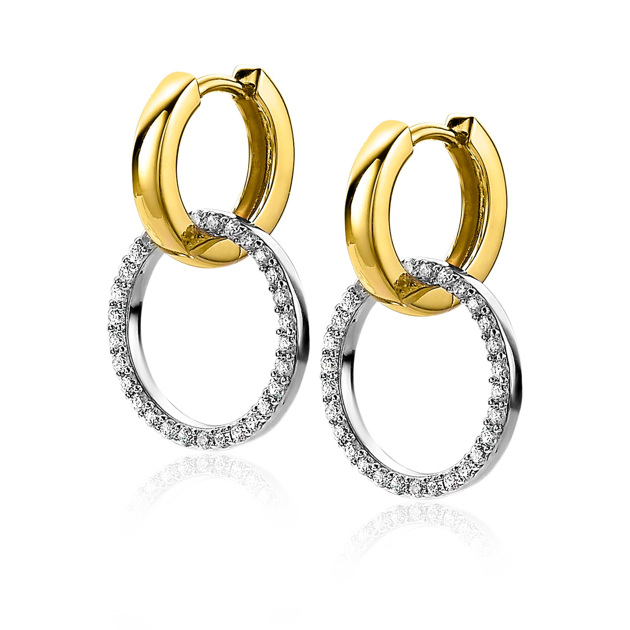 18mm ZINZI Sterling Silver Earrings Pendants Round Open Shape White Zirconia ZICH2199 (excl. hoop earrings)