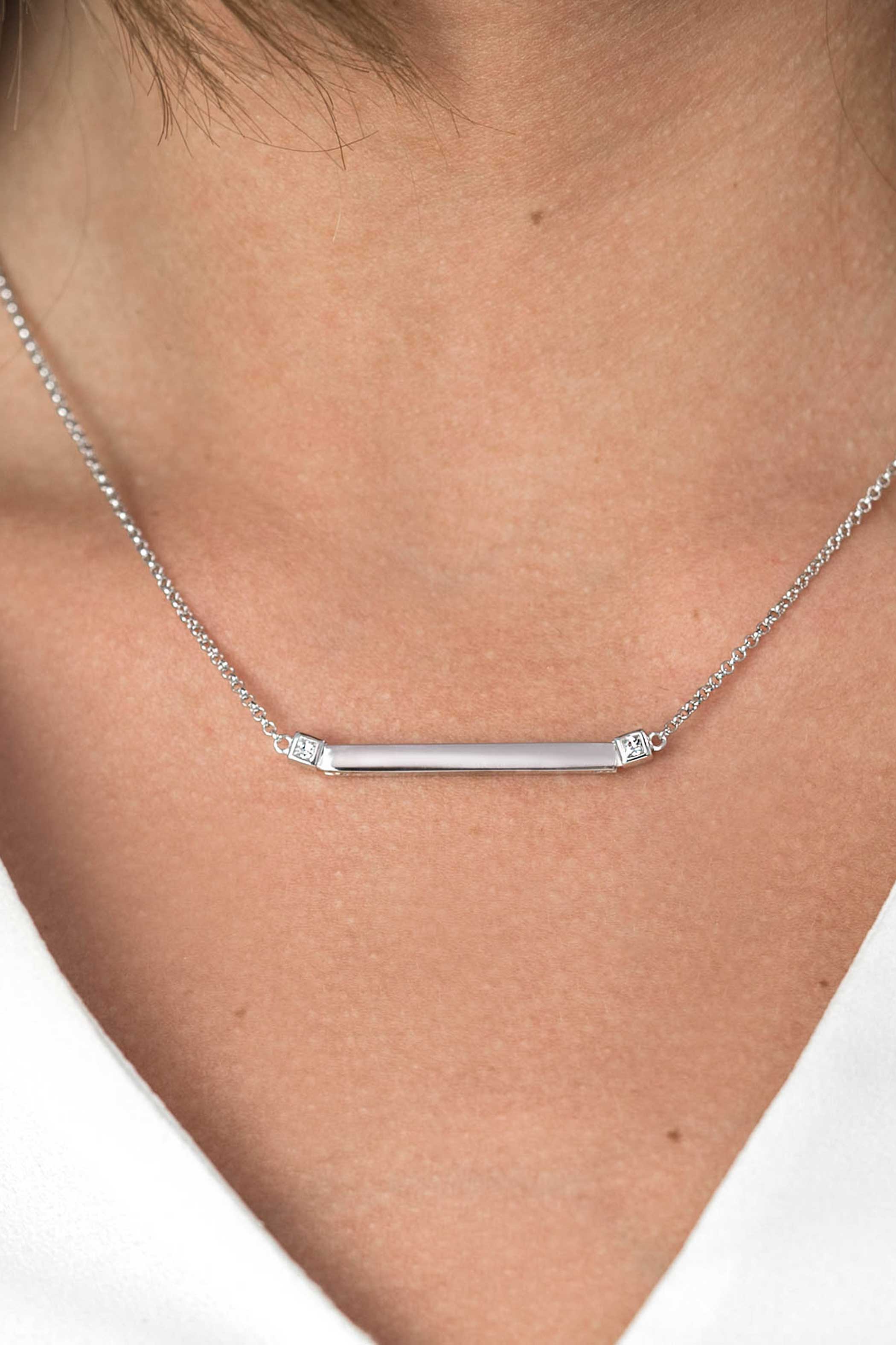 ZINZI Sterling Silver Necklace Bar White 42cm ZIC1817