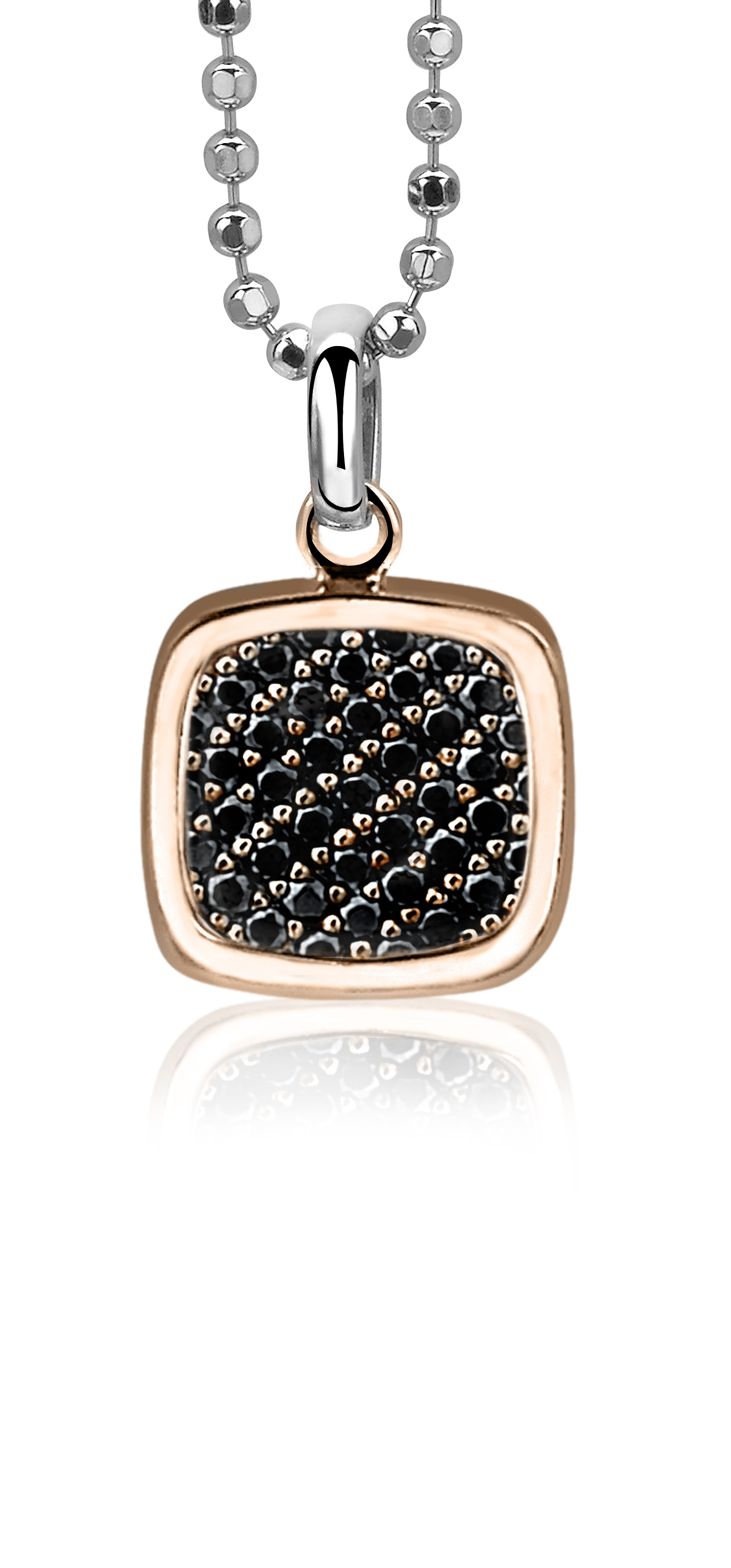 ZINZI Rose Gold Plated Sterling Silver Pendant Square Black ZIH1070N