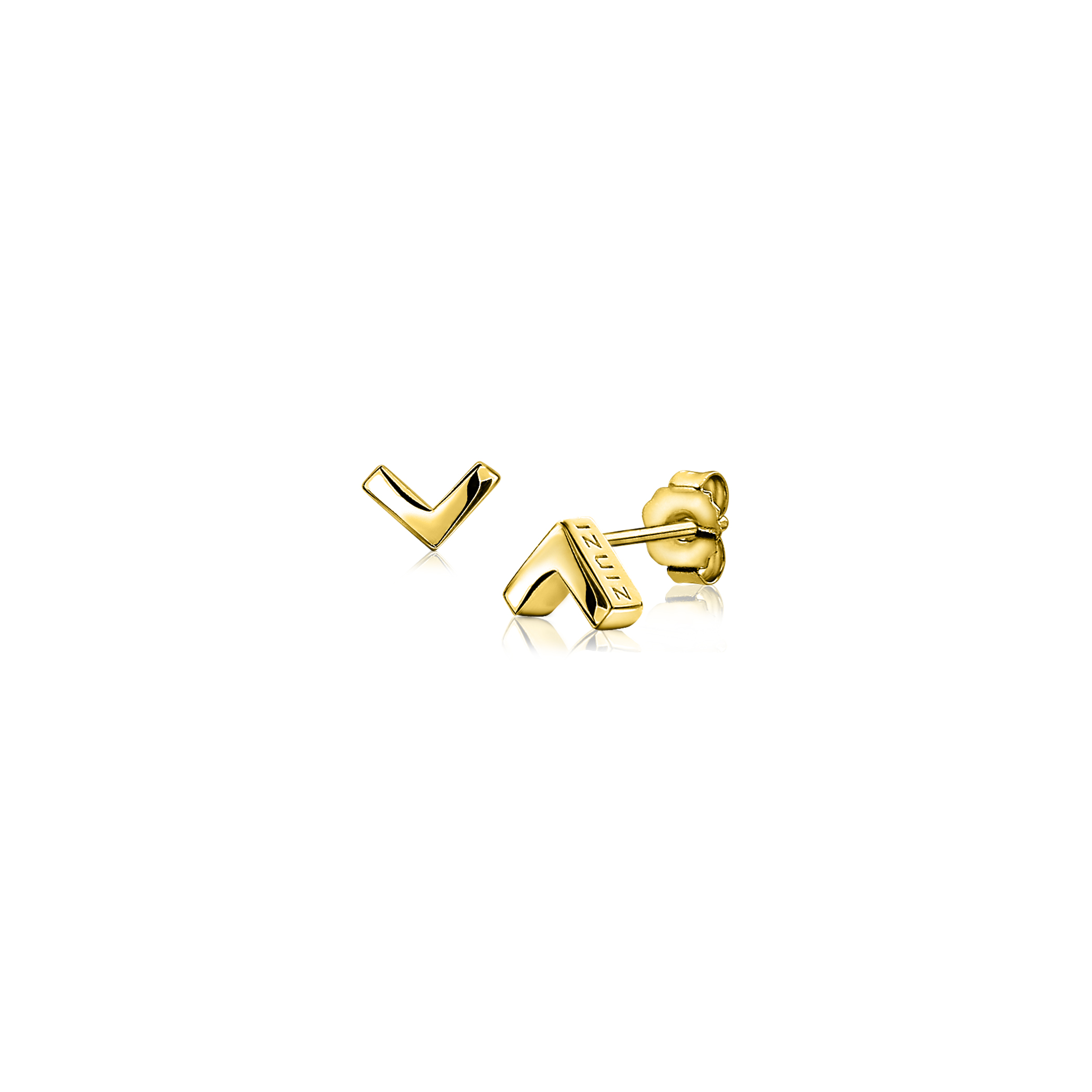 7mm ZINZI Gold Plated Sterling Silver Stud Earrings V-Shape ZIO1380G