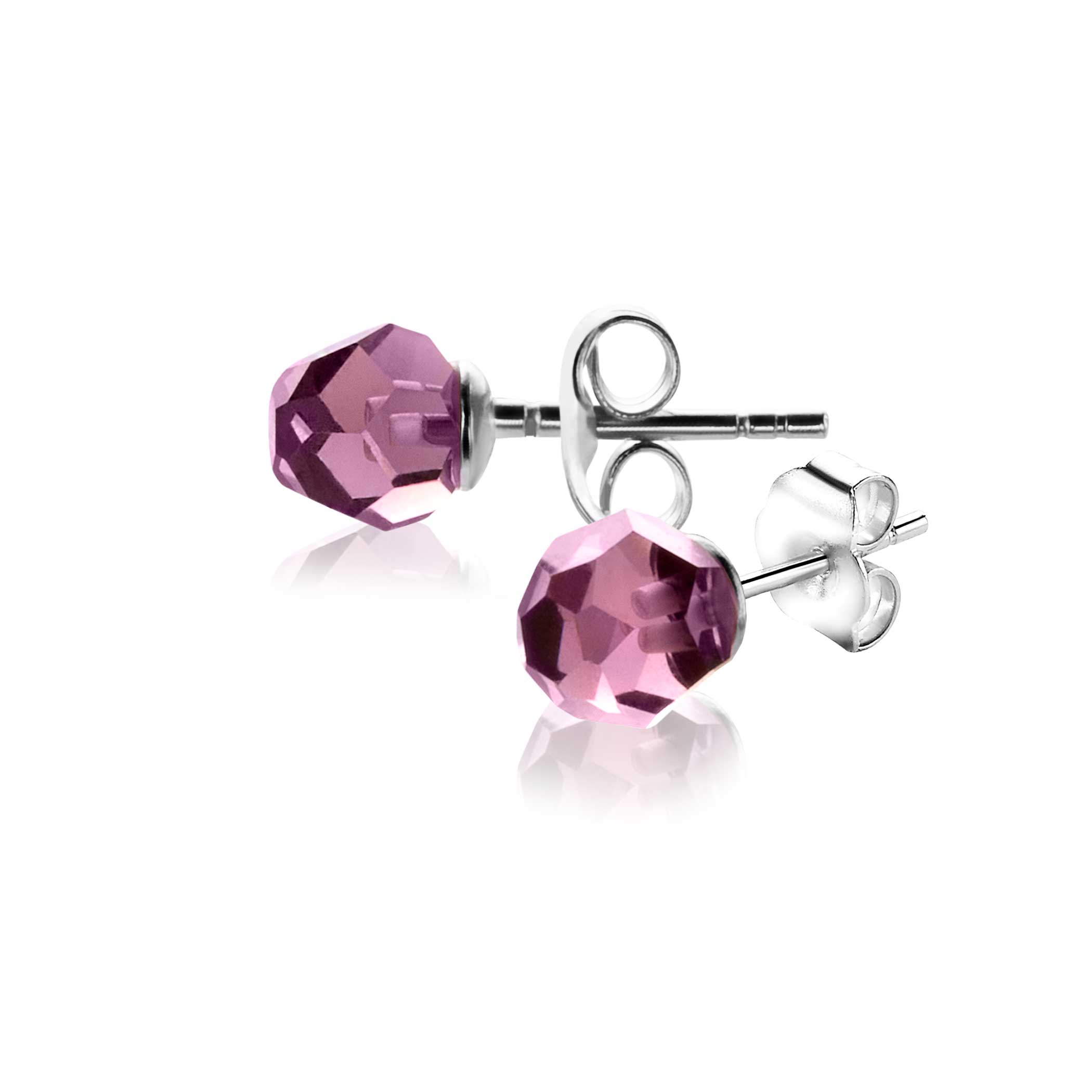 6mm ZINZI Sterling Silver Stud Earrings with Purple Beads ZIO1317P