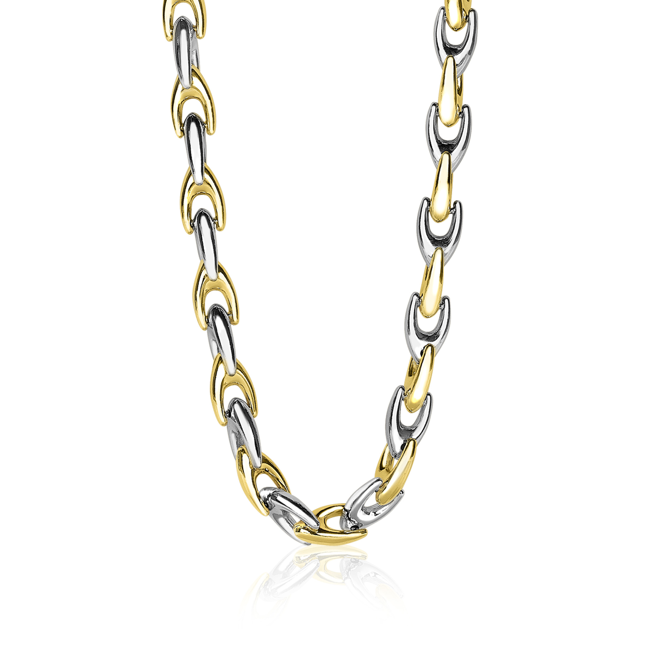 ZINZI Gold Plated Sterling Silver Chain Necklace width 6,4mm 45,5cm ZIC1641BG