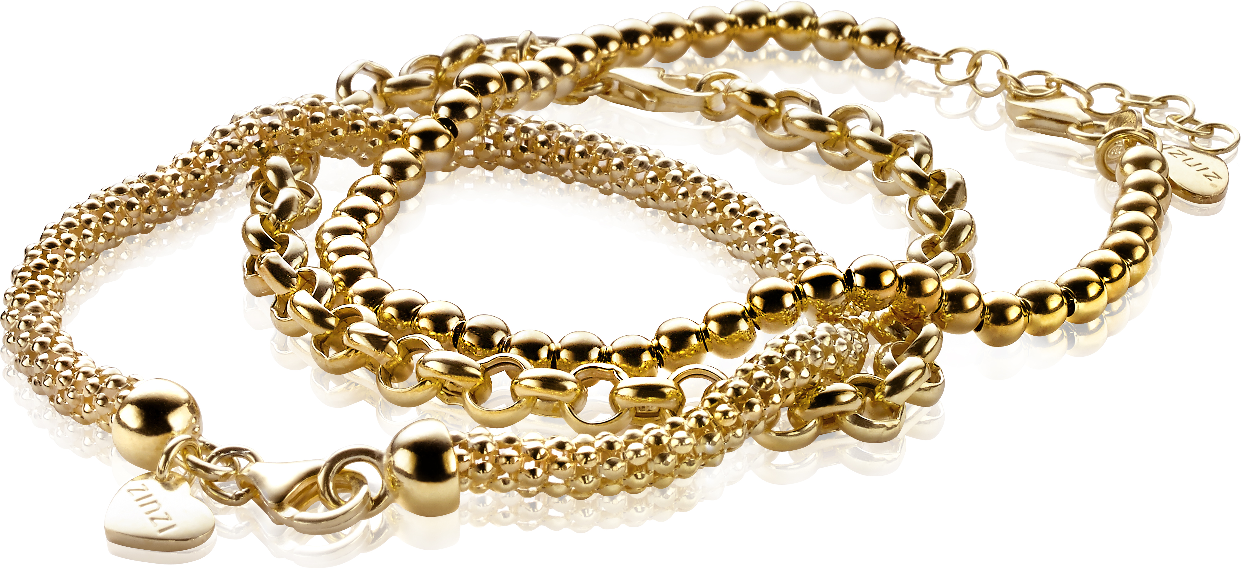 ZINZI Gold Plated Sterling Silver Bracelet Beads 17-20cm ZIA1010G