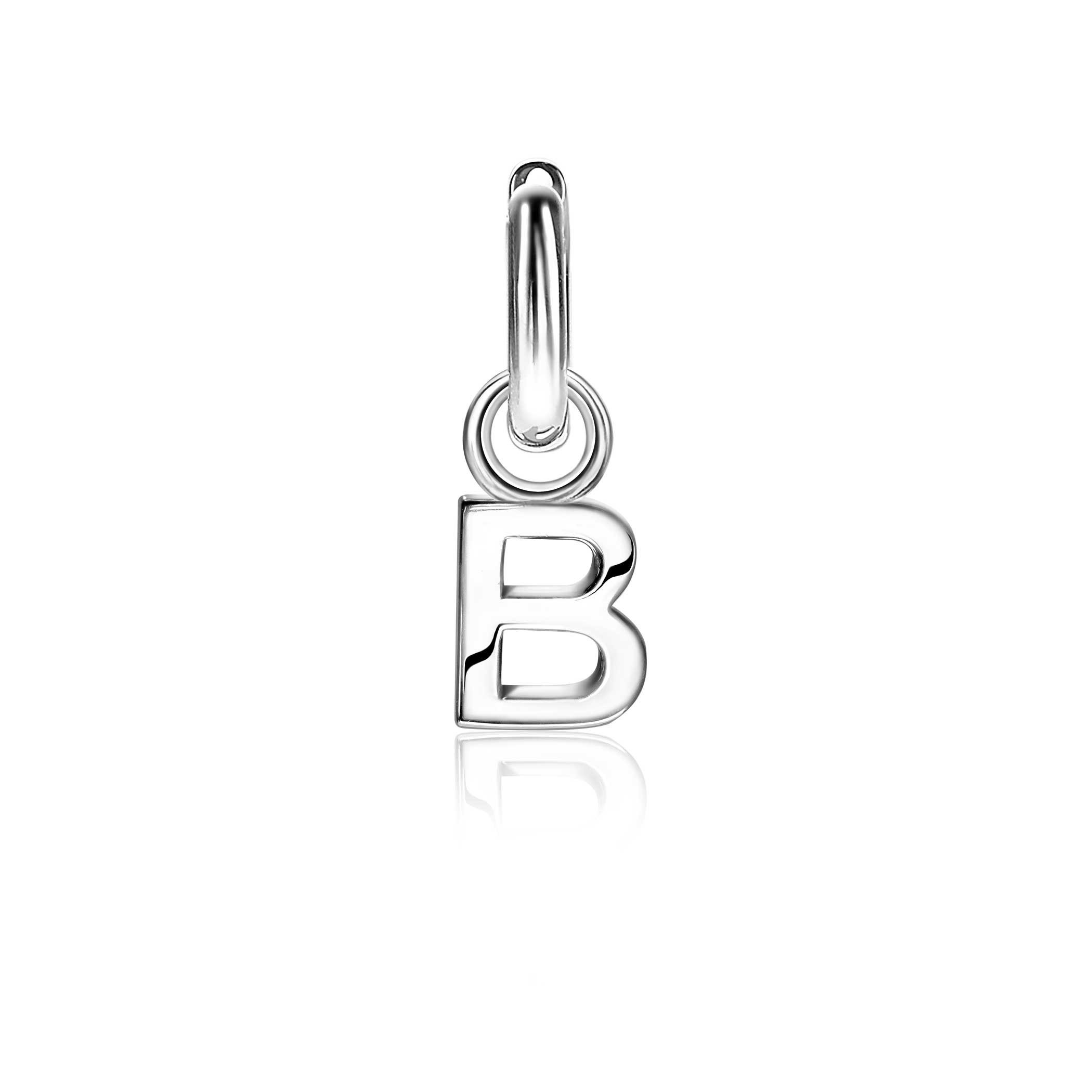 ZINZI Sterling Silver Letter Earrings Pendant B price per piece ZICH2144B (excl. hoop earrings)