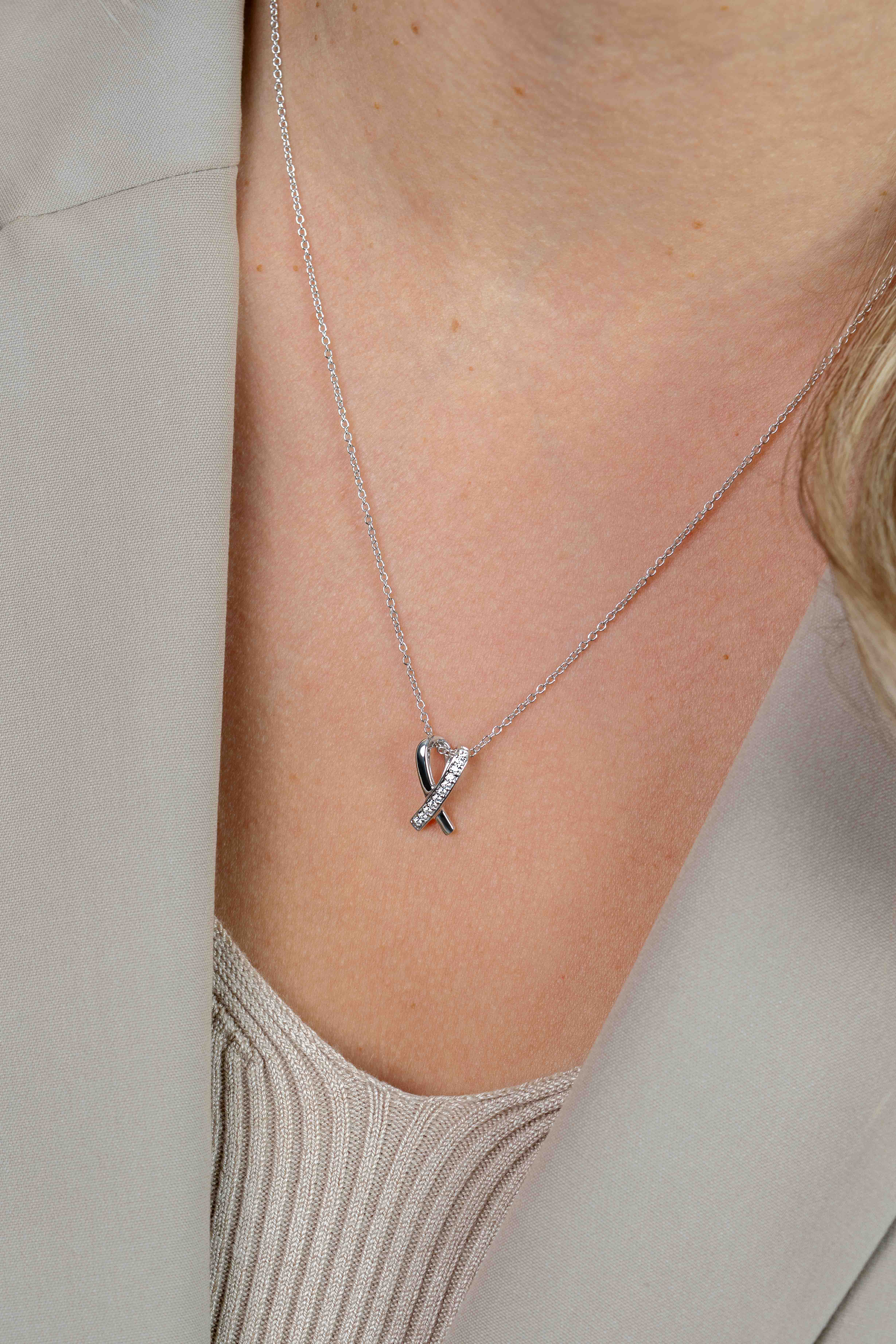 ZINZI Sterling Silver Pendant Crossover White ZIH1625